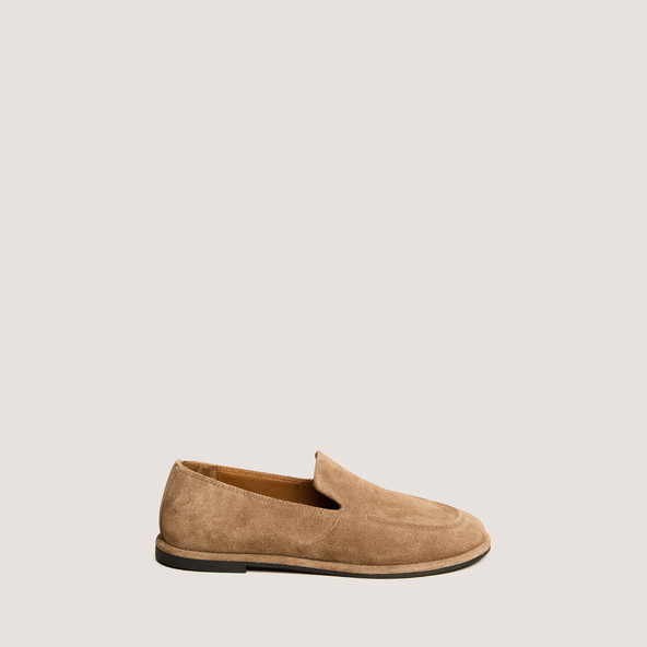 Mocassins à bouts rondsen croute taupe | JUNE