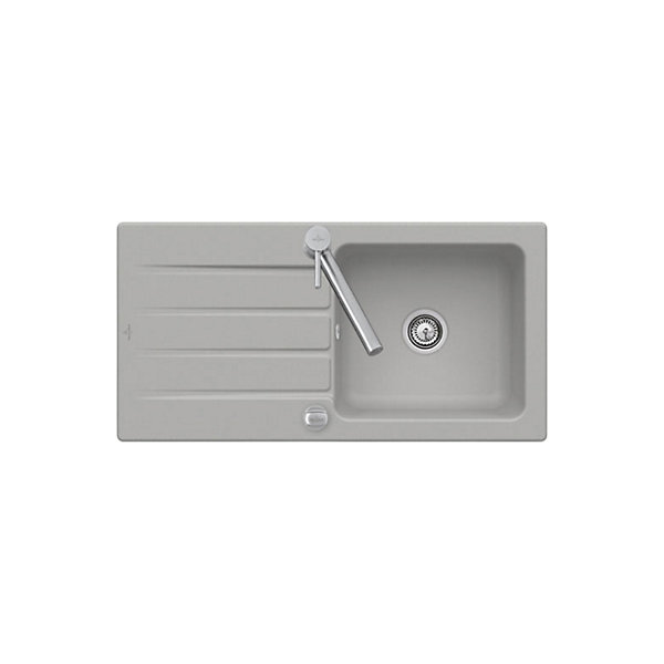 Evier céramique gris fossil Villeroy &Boch ARCHITECTURA 1 grand bac 1 égouttoir