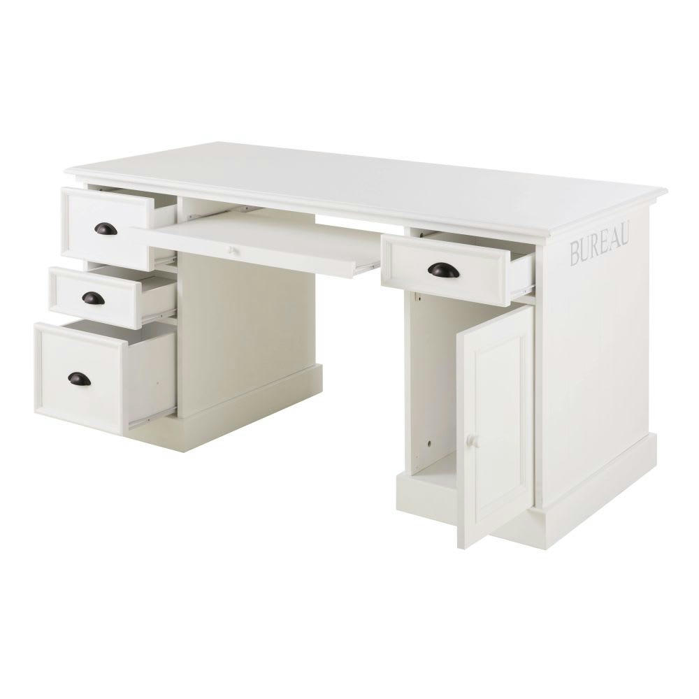 Newport - Bureau 1 porte 4 tiroirs blanc