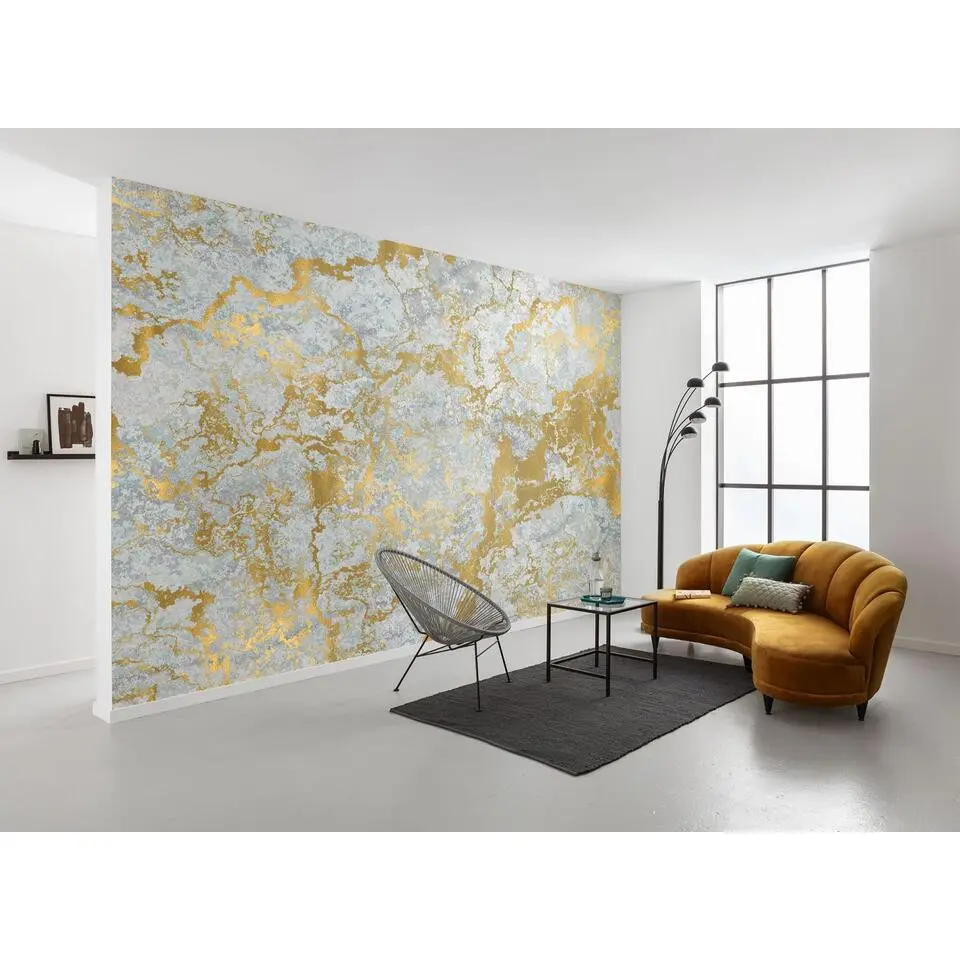 Sanders & Sanders fotobehang marmer goud en grijs - 400 x 280 cm