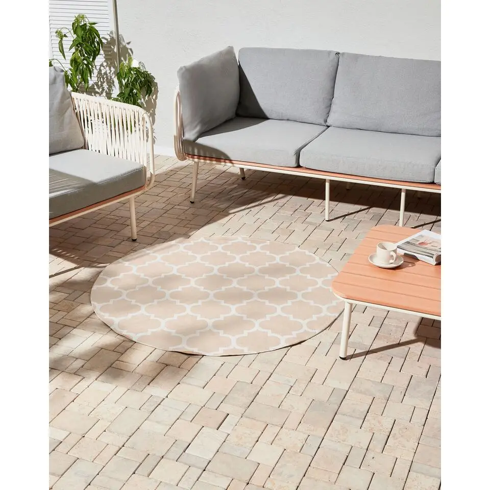 MOSORE - Outdoor vloerkleed - Beige/Wit - 120 cm - Polypropyleen