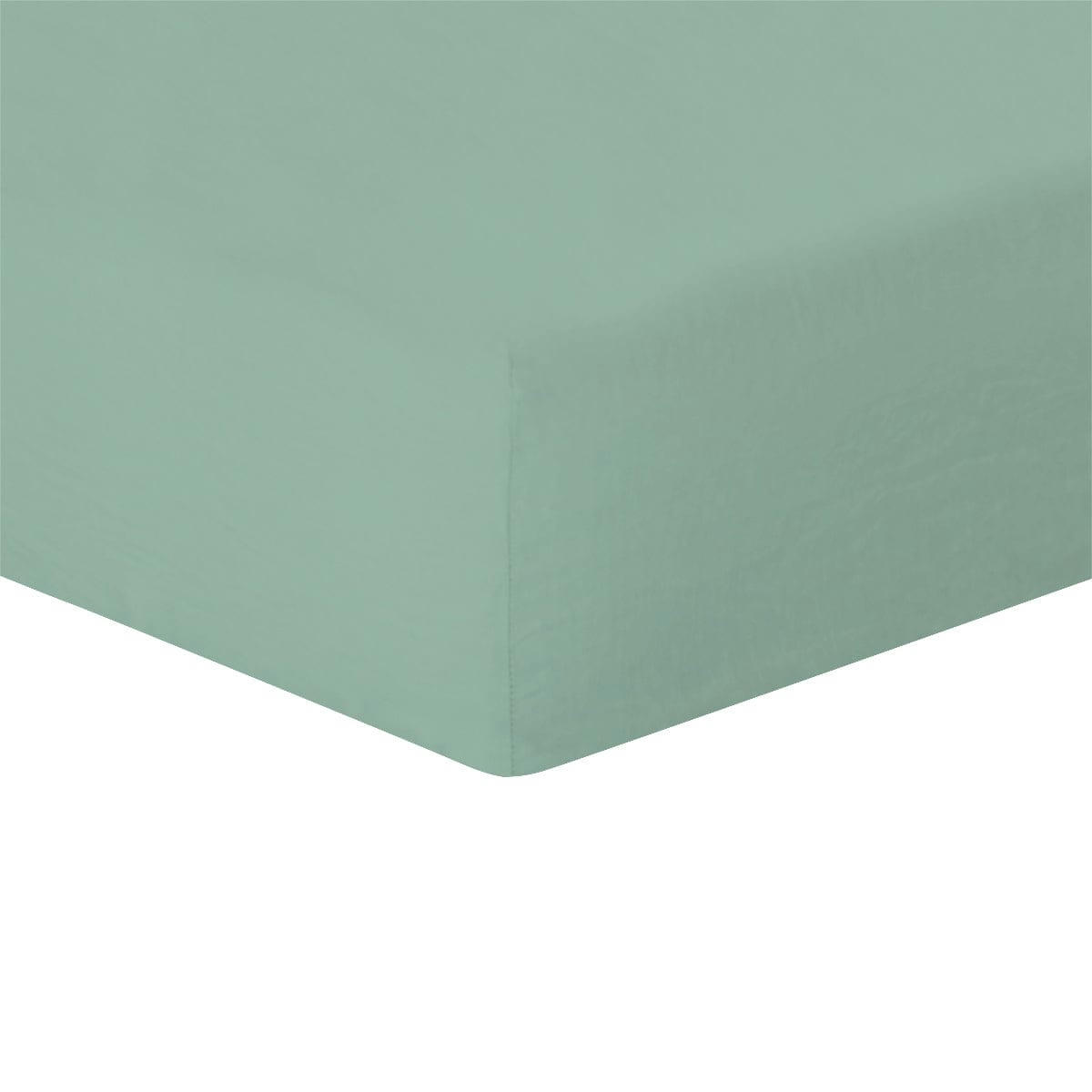 HORTENSE - Drap housse lin lavé  160x200x30 vert pistache