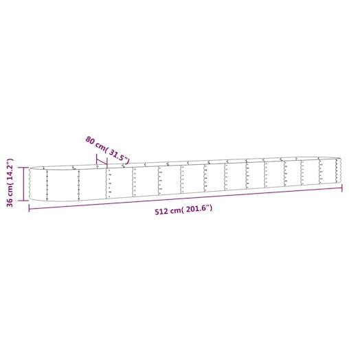 NNEVL Garden Planter Powder-coated Steel 512x80x36 cm Grey