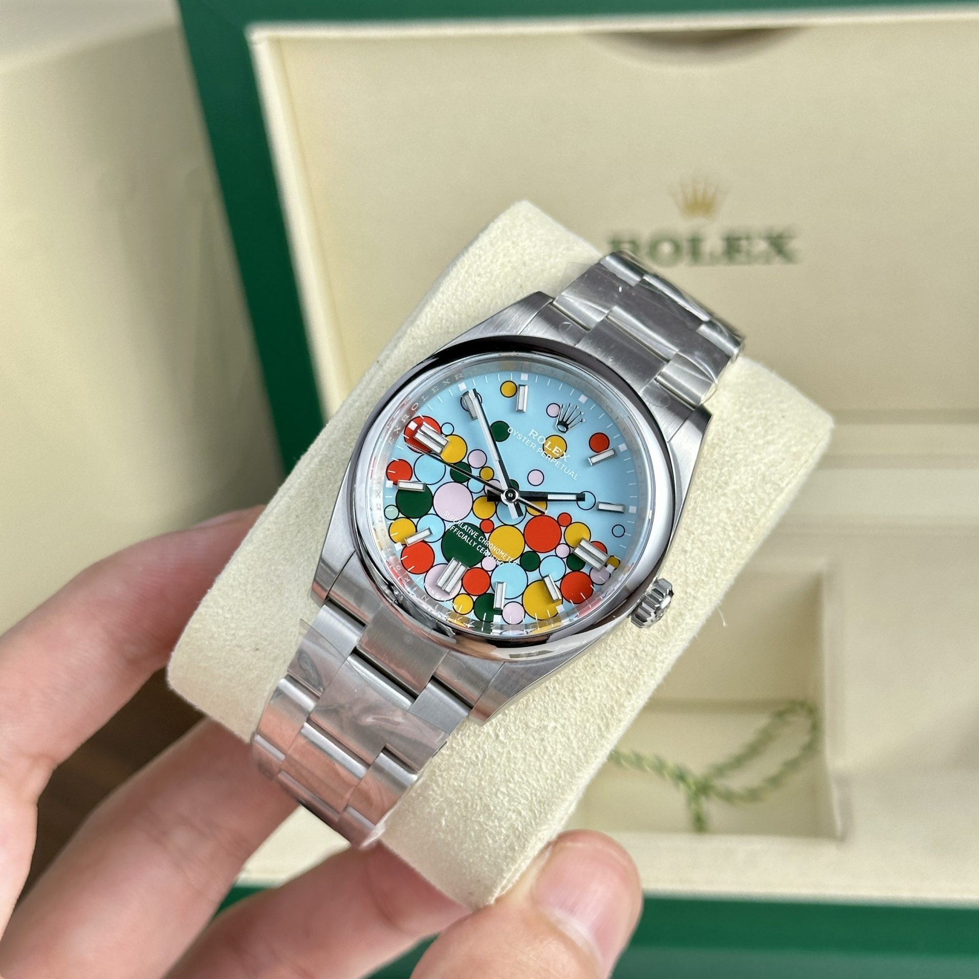 Rolex Oyster Perpetual 124300 904L Steel Celebration Dial 36mm Oyster Super Clone