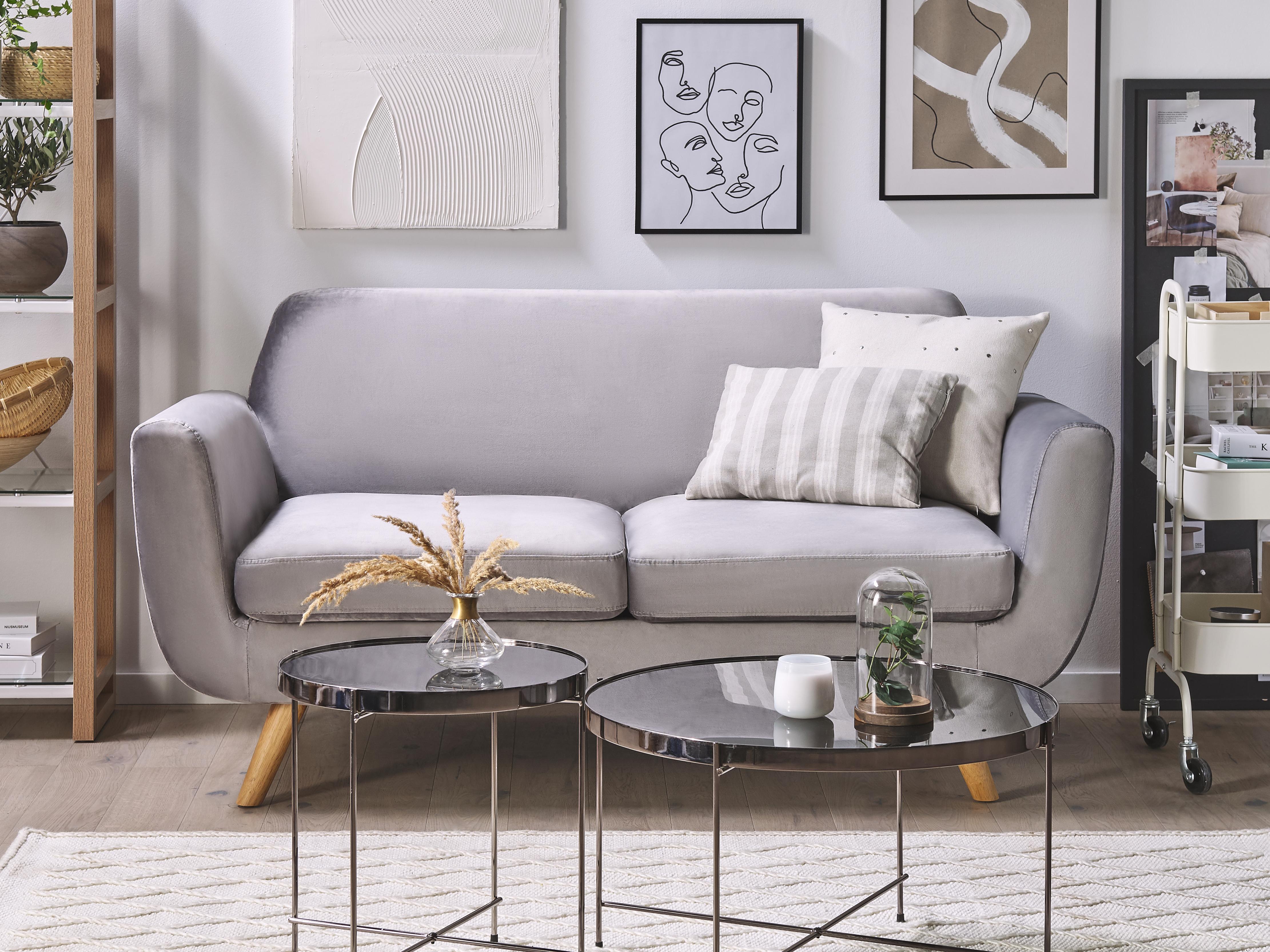 2 Seater Sofa Cover BERNES Velvet Grey