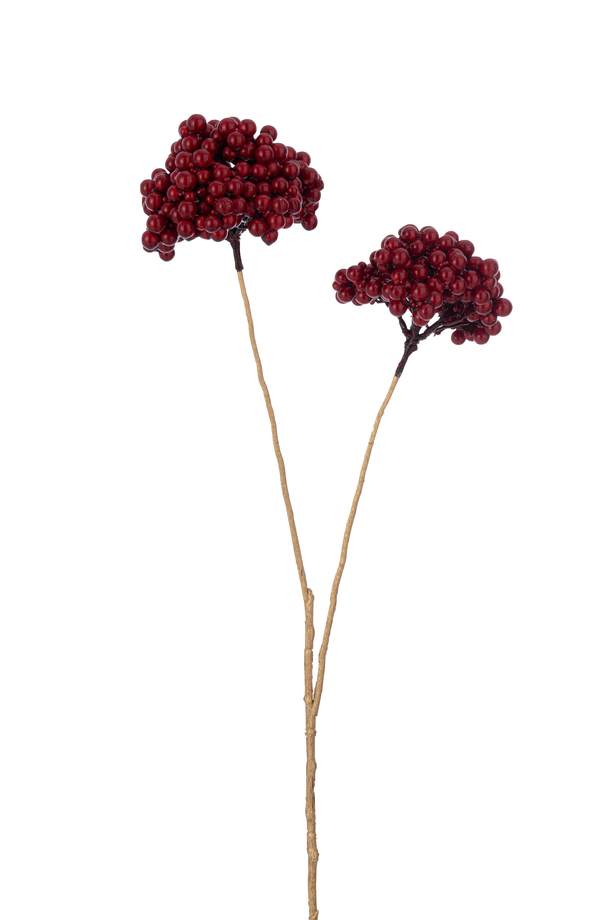 J-Line decoratie Tak 2 Bloemen - kunststof - rood goud - 12 stuks