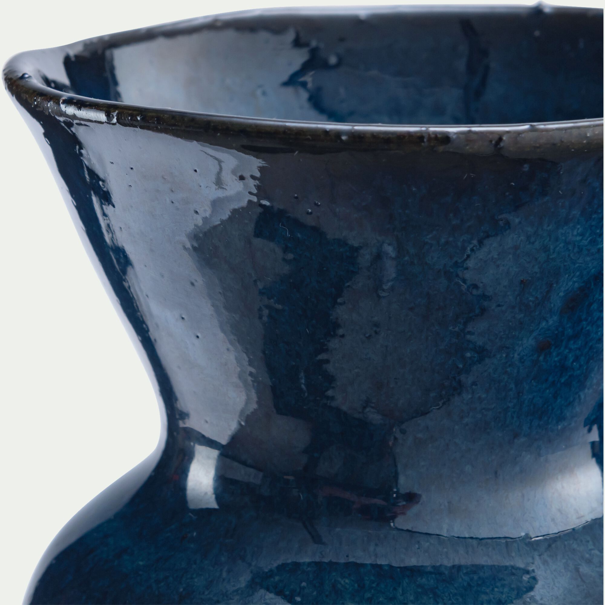 SOMLA - Vase déco en faïence H13cm - bleu