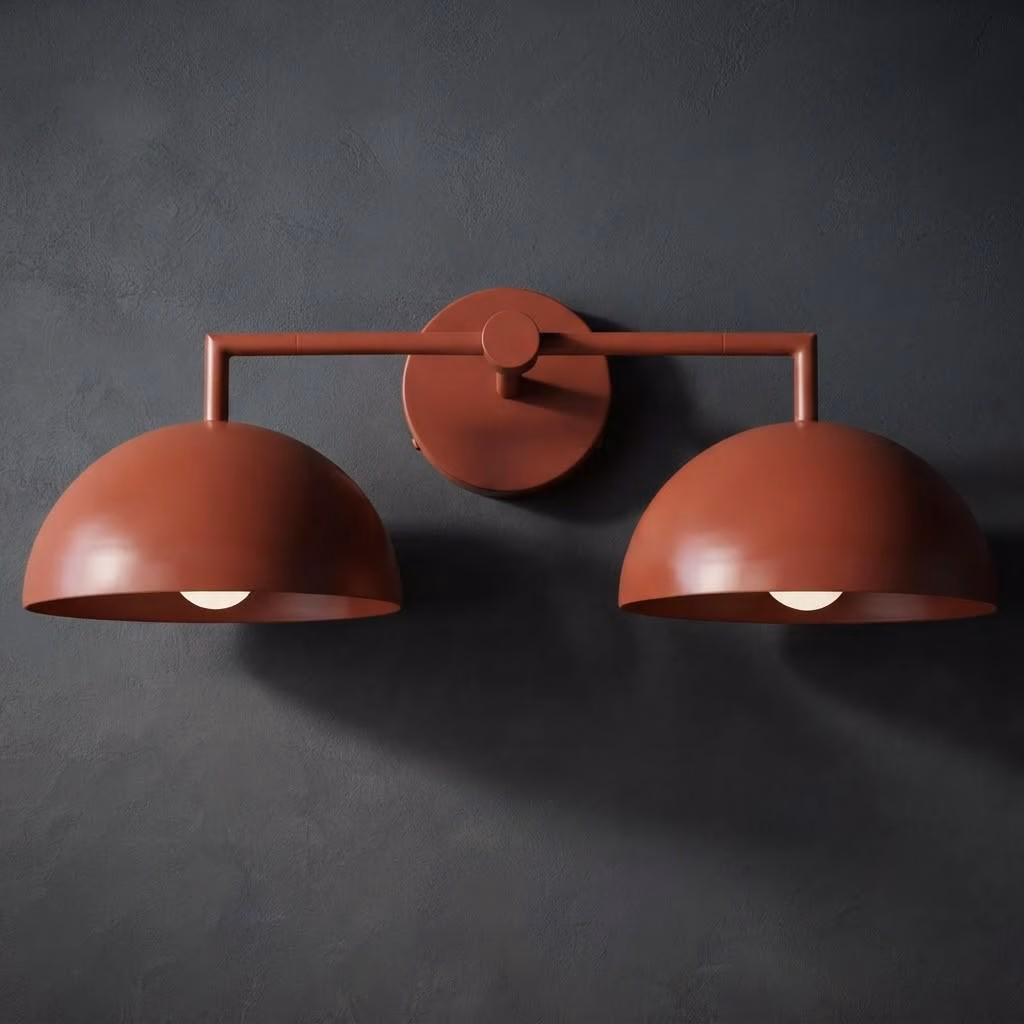 Modern Colorful Double Arm Wall Lamp | Minimalist Dual Head Sconce | Brass & Metal Bedside Lighting | Minimalist Hallway Fixture