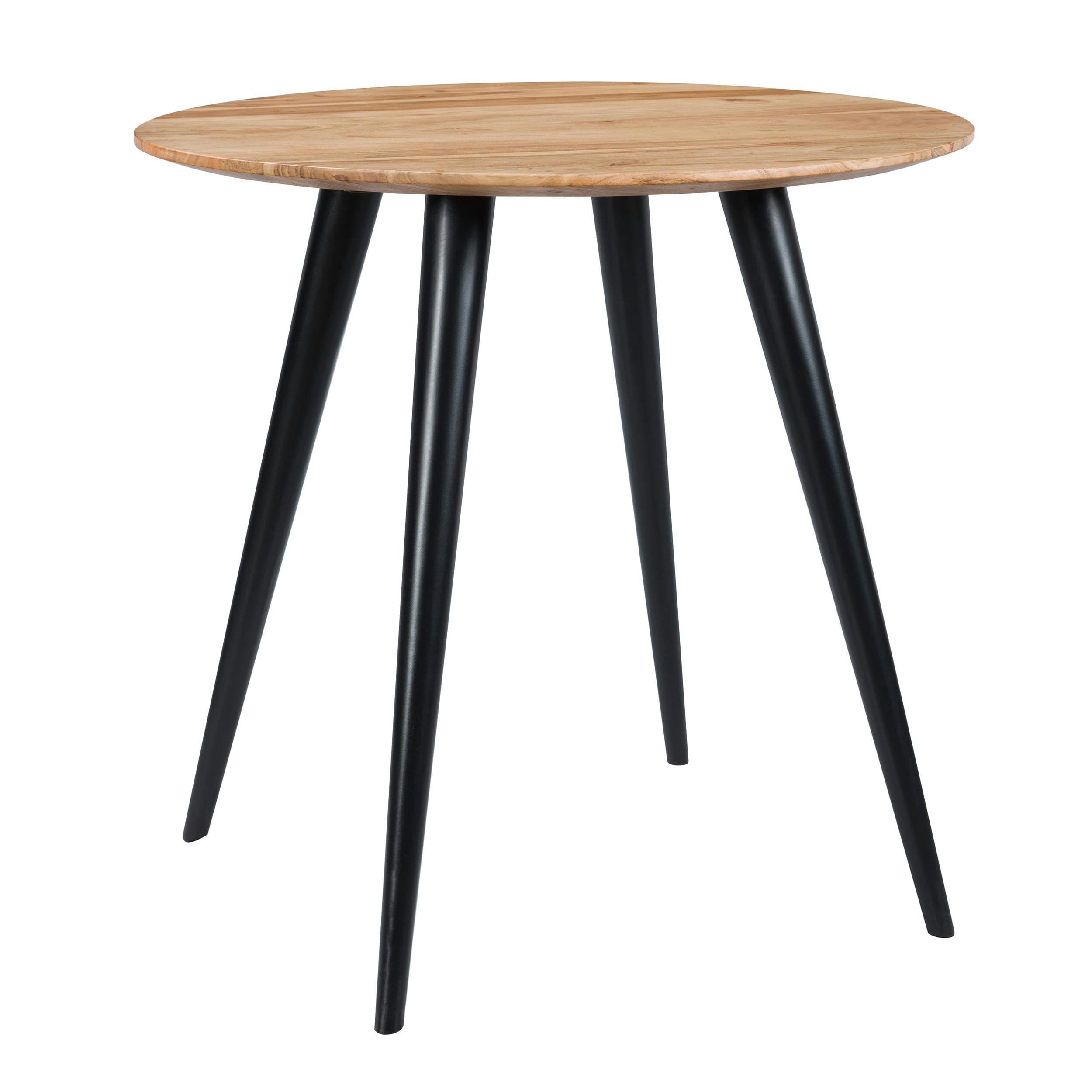MODASA - Table ronde 2 personnes en acacia et pieds en métal  D80 cm