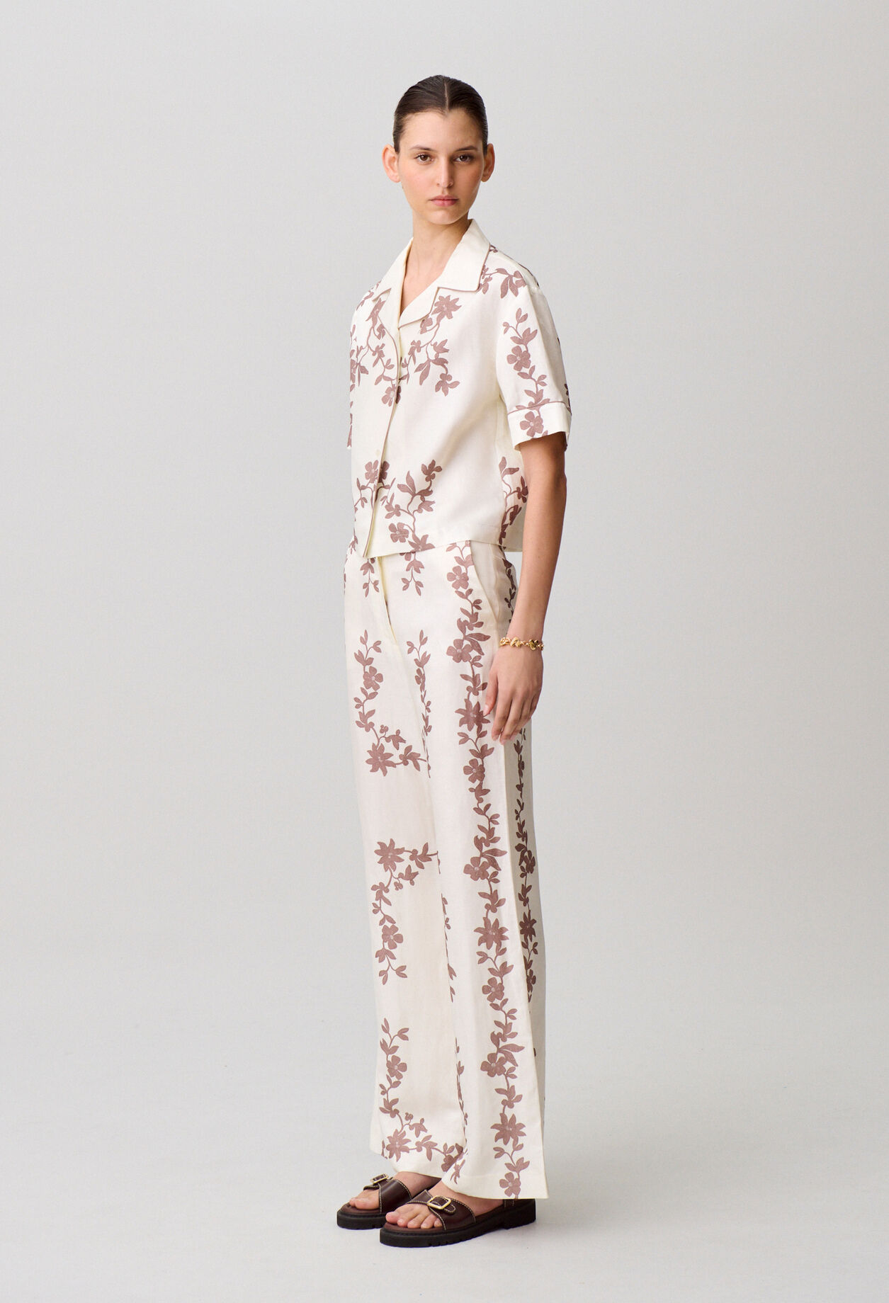 Pantalon large fleurs