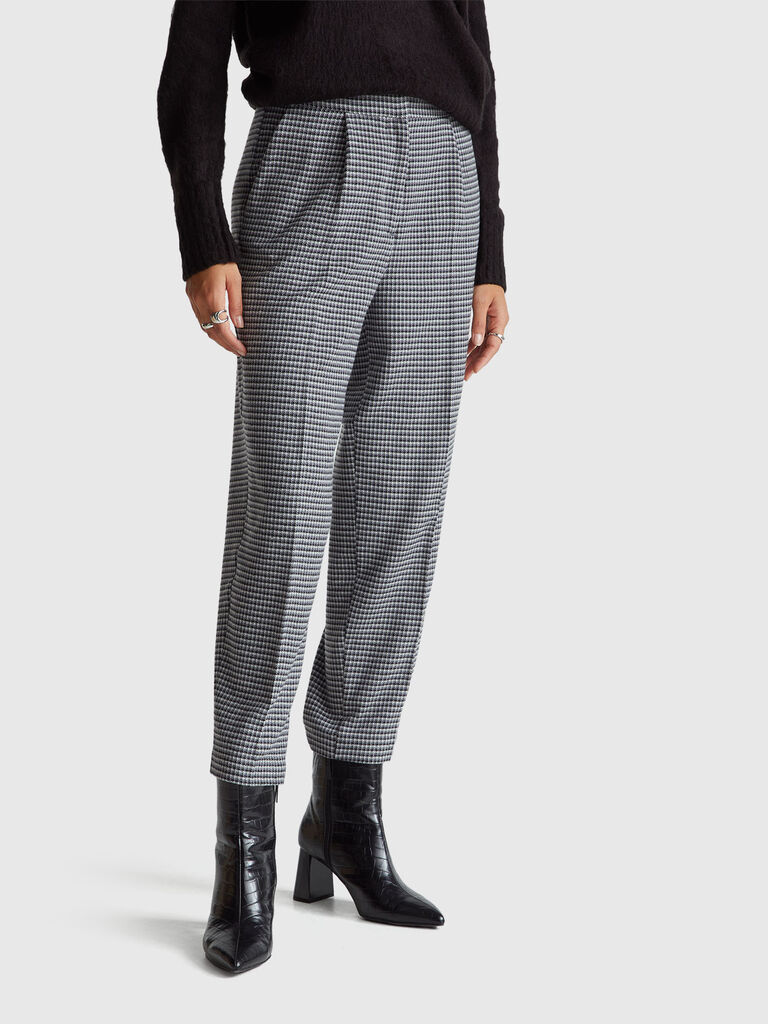 Houndstooth flannel trousers