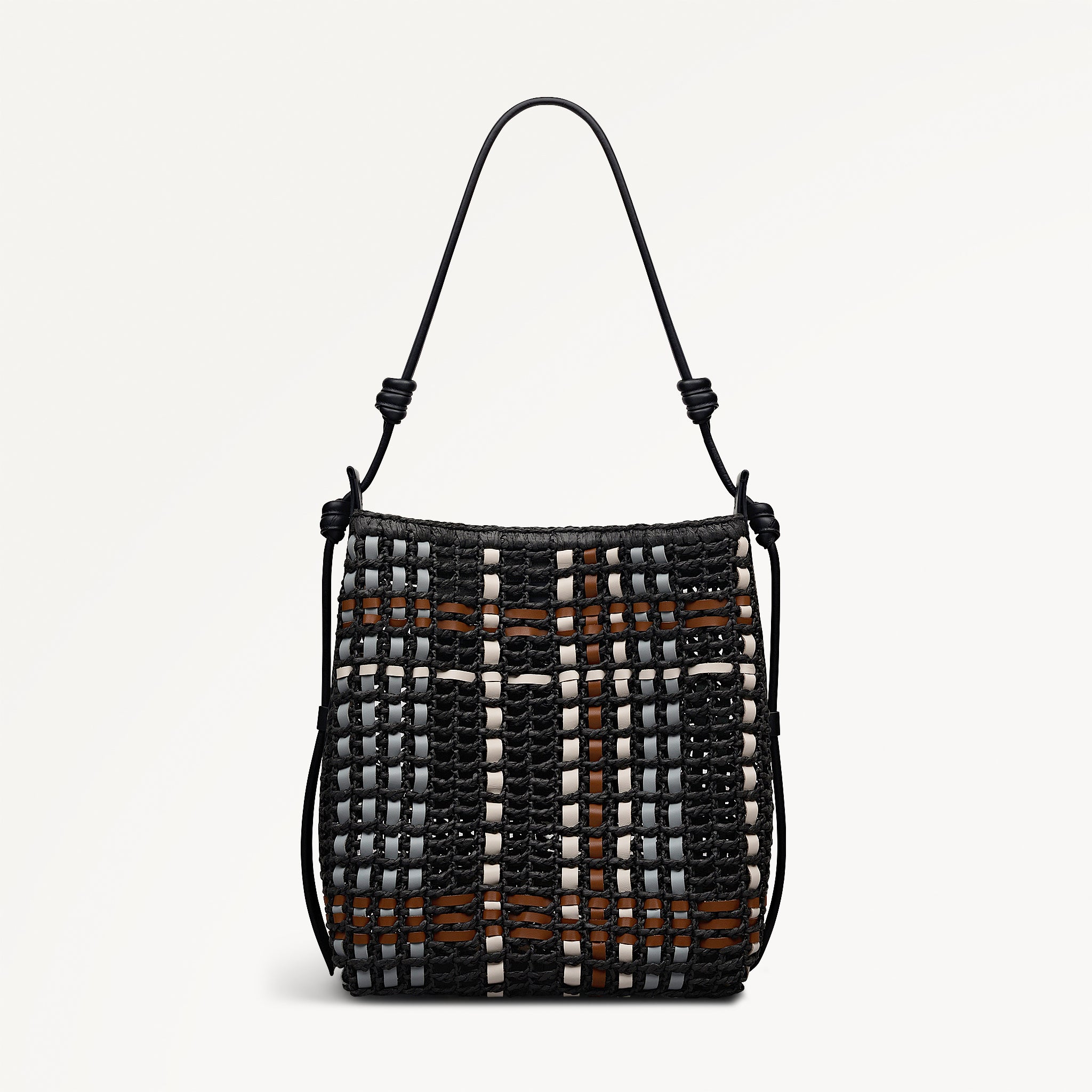 The Camden - Raffia Check - Medium Open Top Shoulder