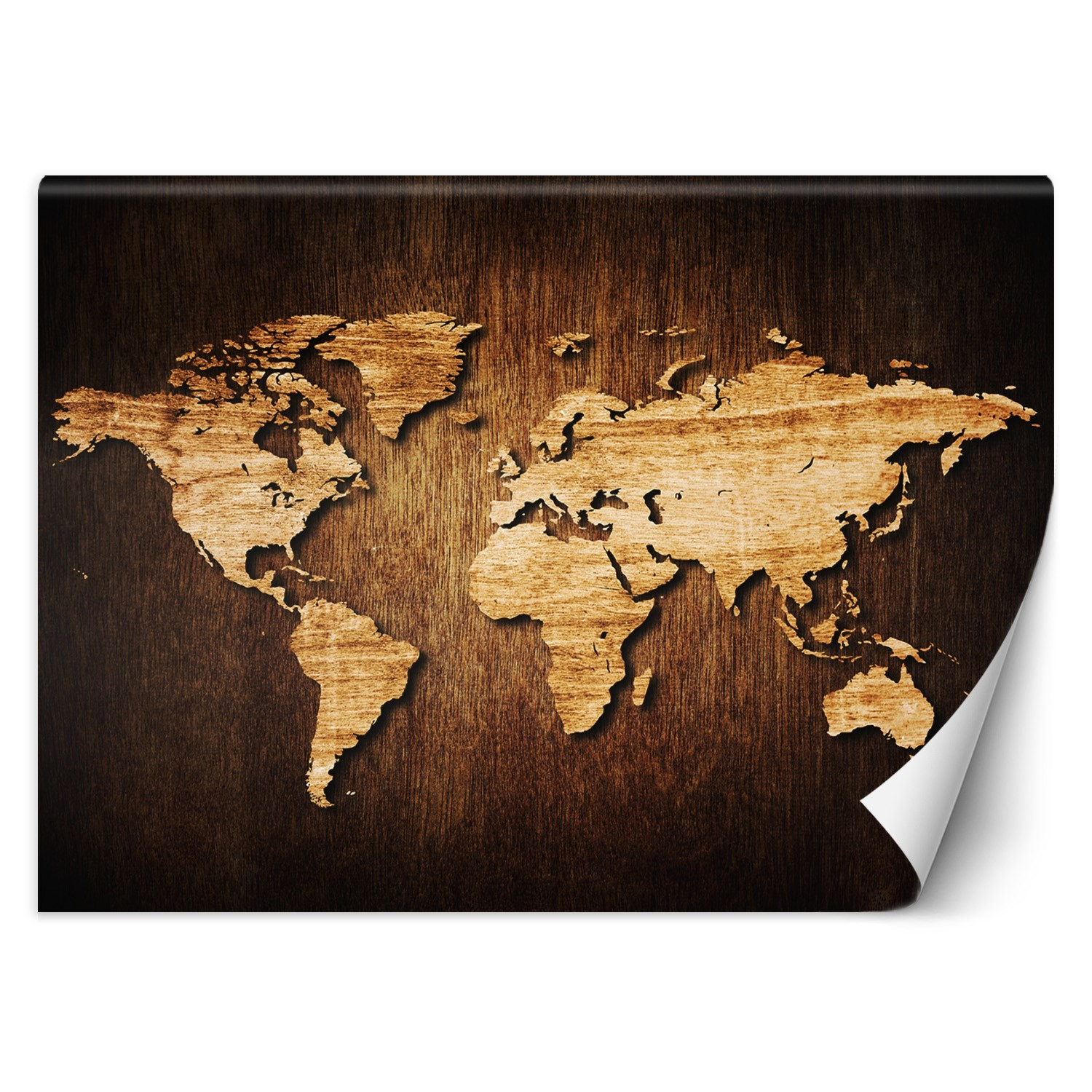 Feeby Fototapeta, Mapa świata na drewnie 150x105