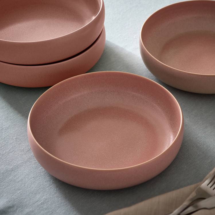 Habitat 4 Piece Reactive Stoneware Pasta Bowls - Pink