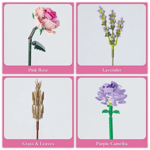 NNEOBA 393 PCS Mini Bricks Flower Bouquet Building