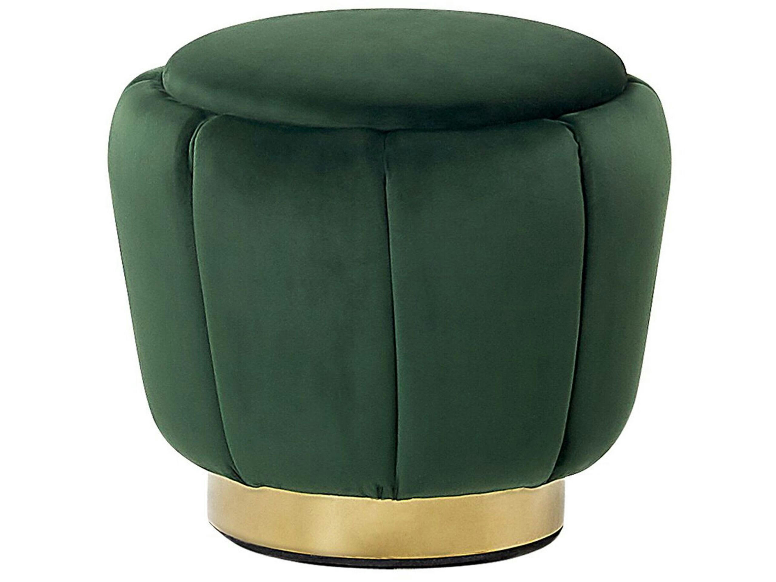 IRVING - Pouf en velours vert foncé ⌀ 43 cm