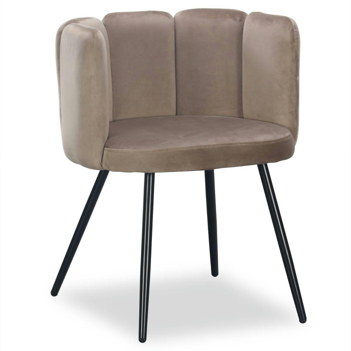 AMELA - Lot de 2 chaises velours taupe