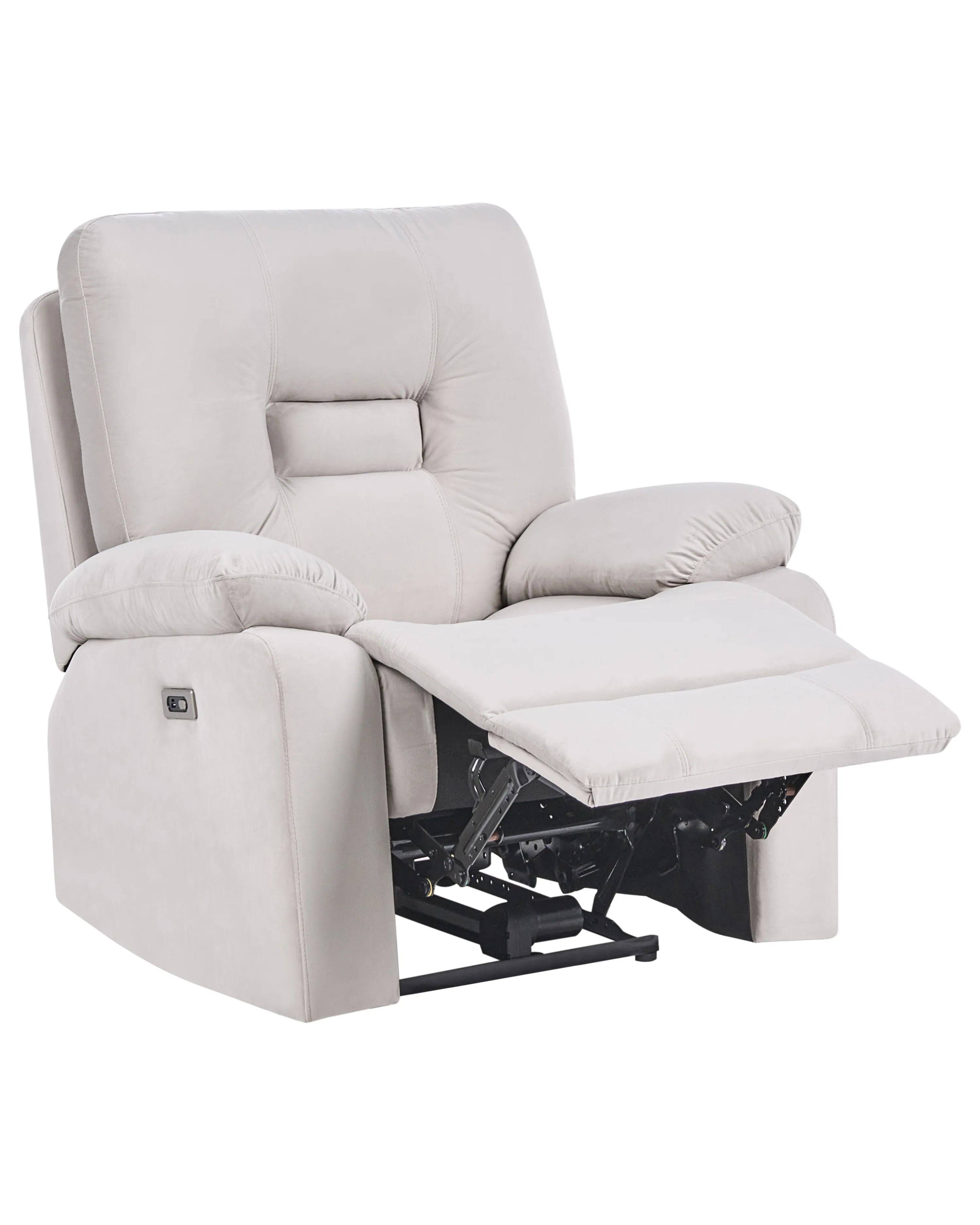 Electric Recliner Chair BERGEN with Footrest Velvet Light Beige