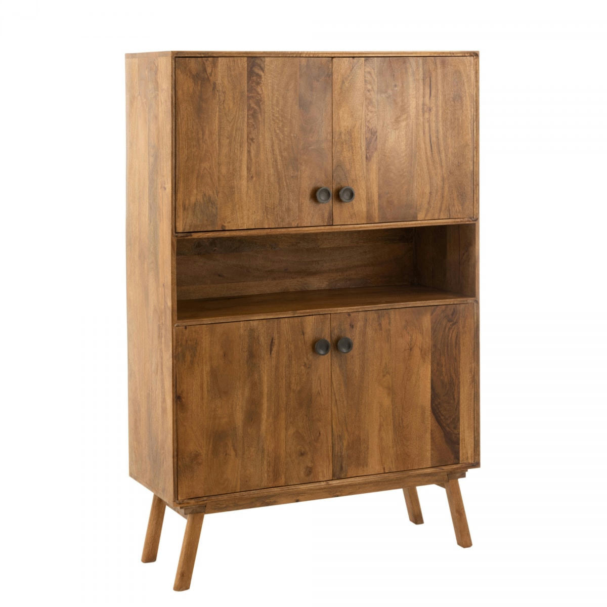 LORA - Buffet haut 4 portes en bois de manguier massif