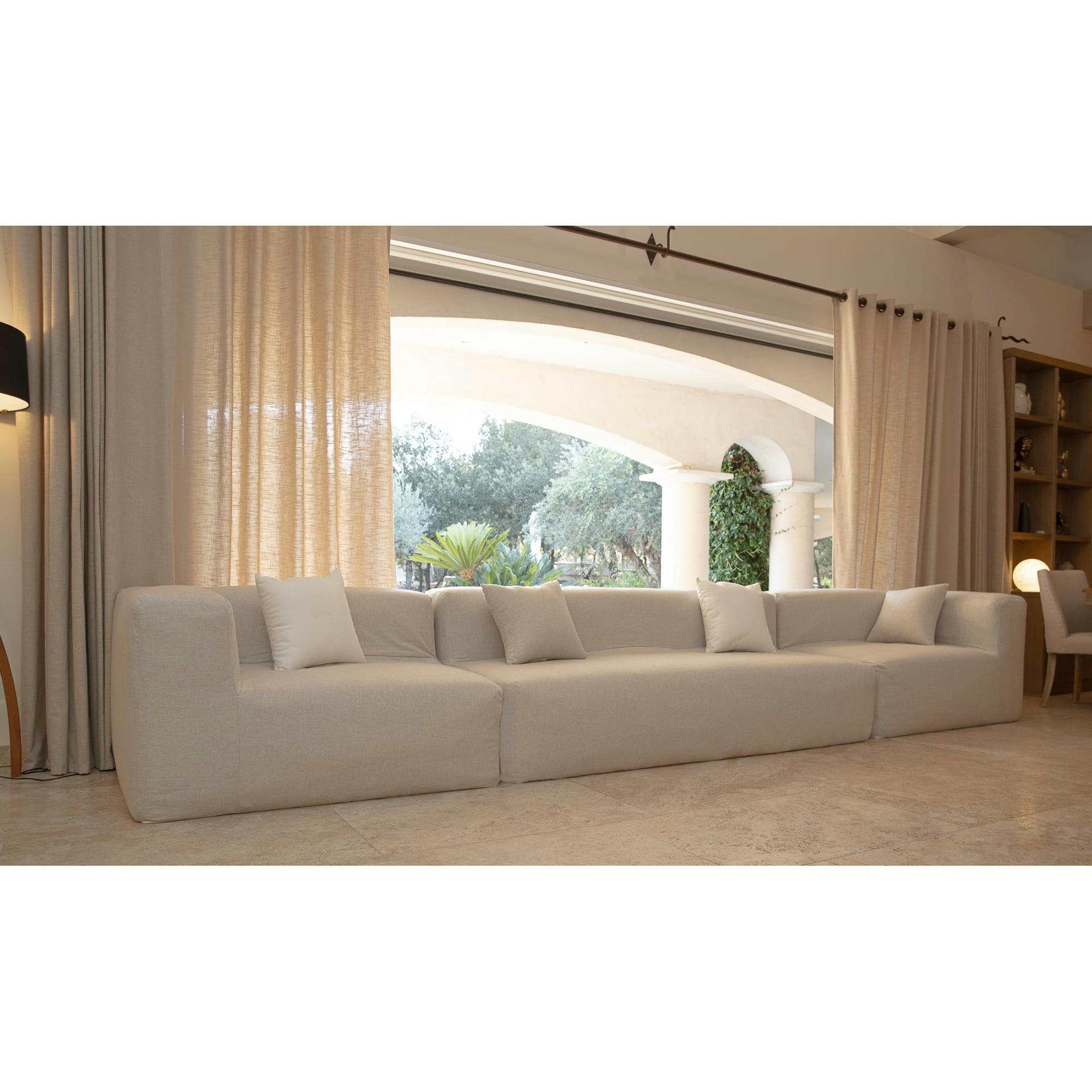 - Housse Lin naturel pour canapé-Taille 5/6 places