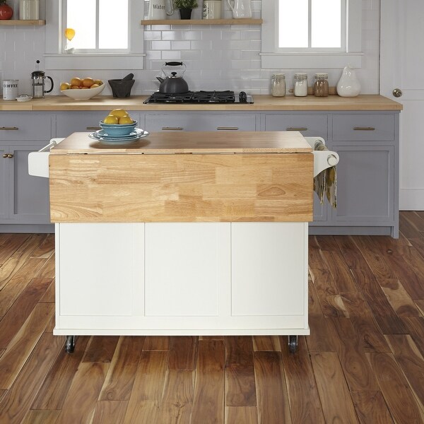 Homestyles Dolly Madison Off-White Wood Kitchen Cart - 45" x 17" x 36"