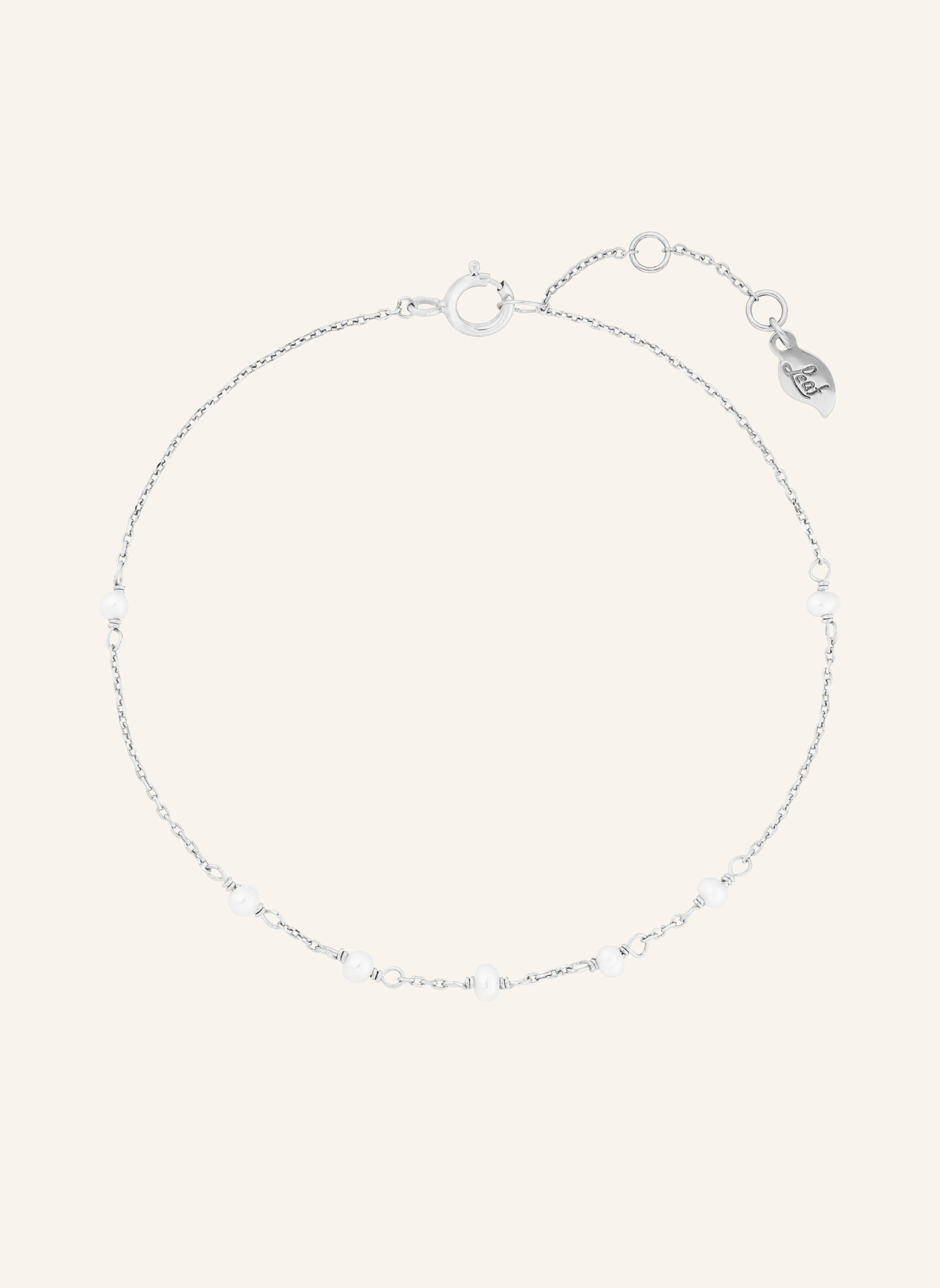 Leaf Armband WHITE PEARLS aus 14 Karat Weißgold