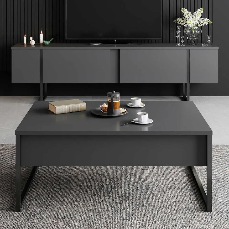 Luxe C Salontafel - 100% MELAMINE - Antraciet, Zwart