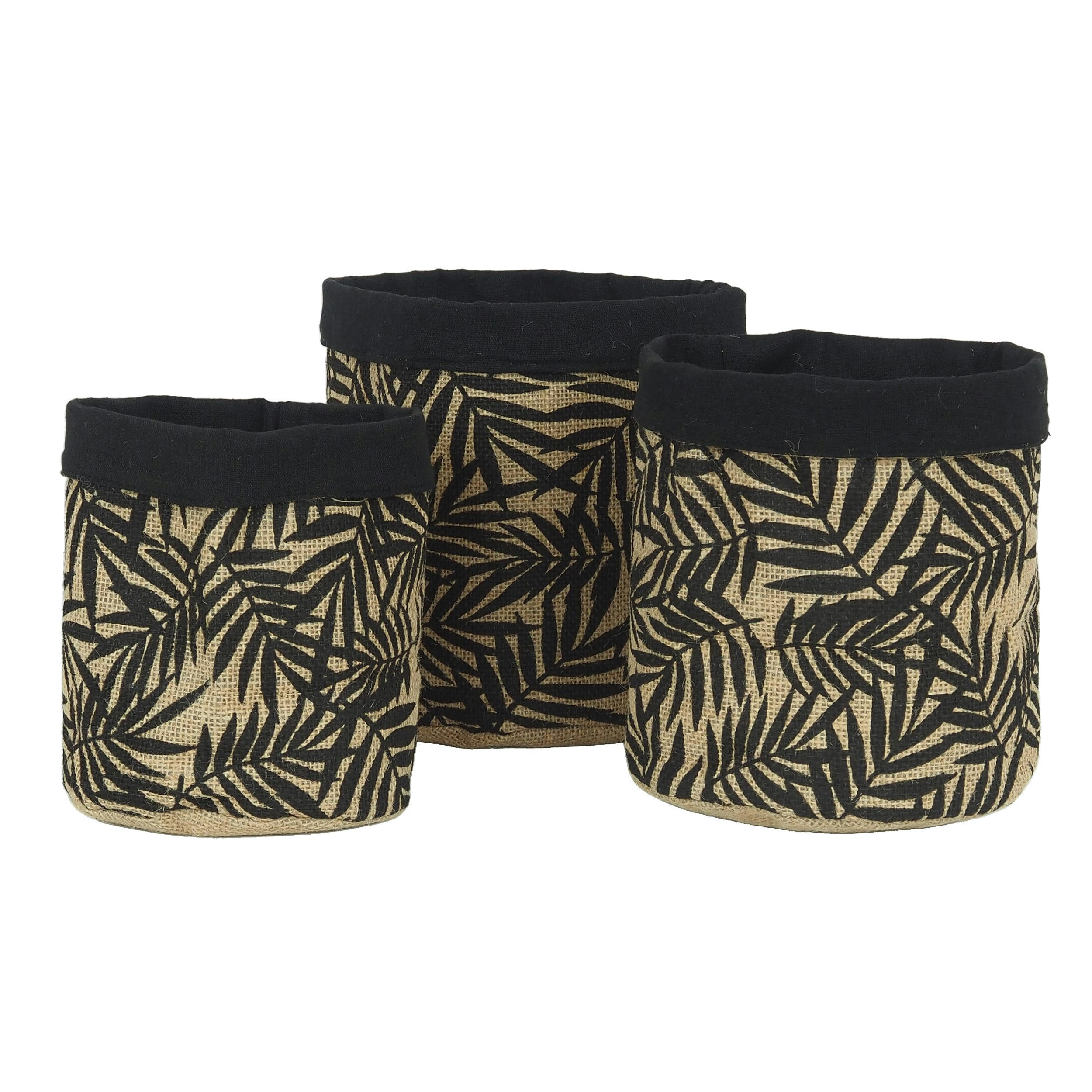- Cache-pots en tissu et jute 20cm lot de 3