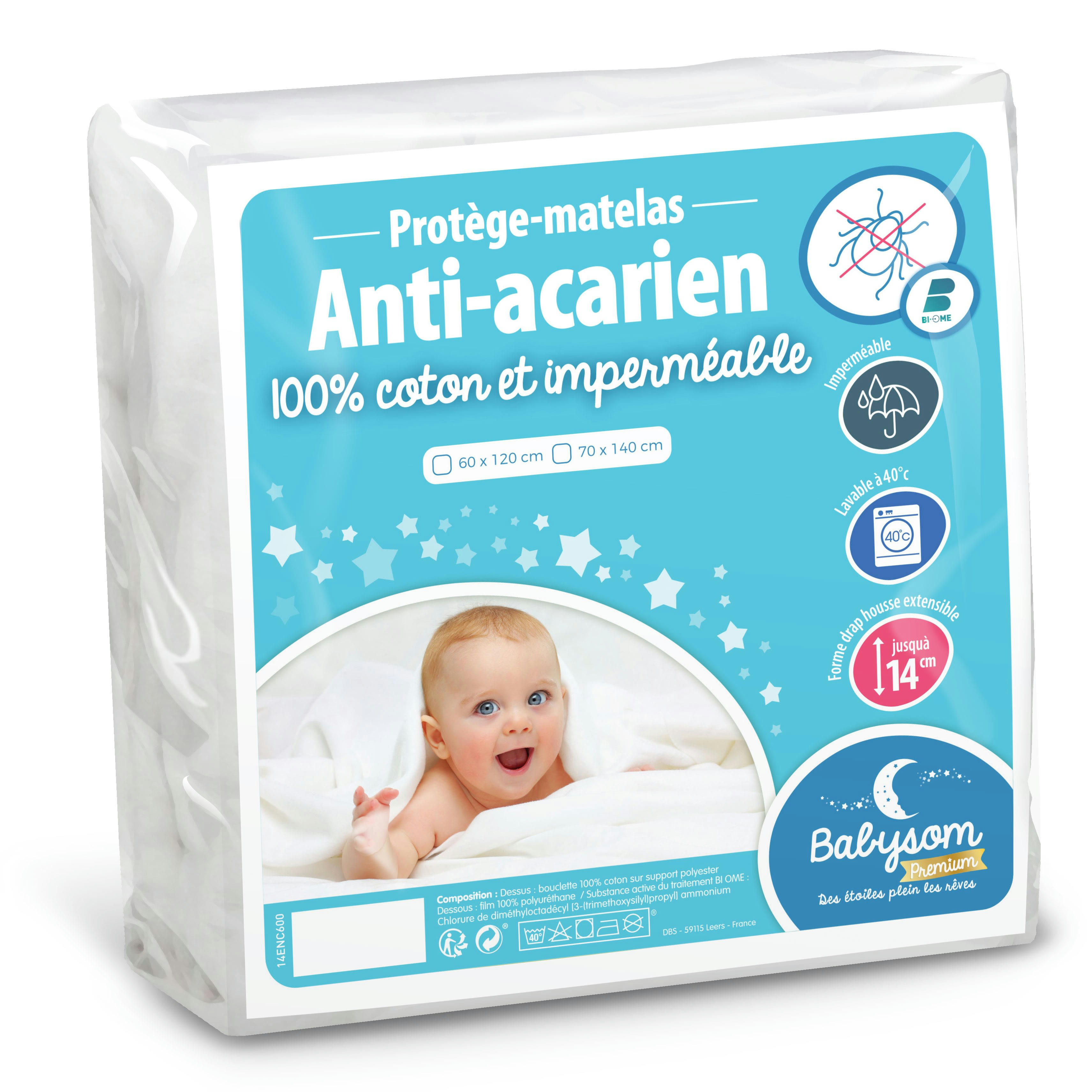 - Protège matelas bébé anti acariens et imperméable 70x140
