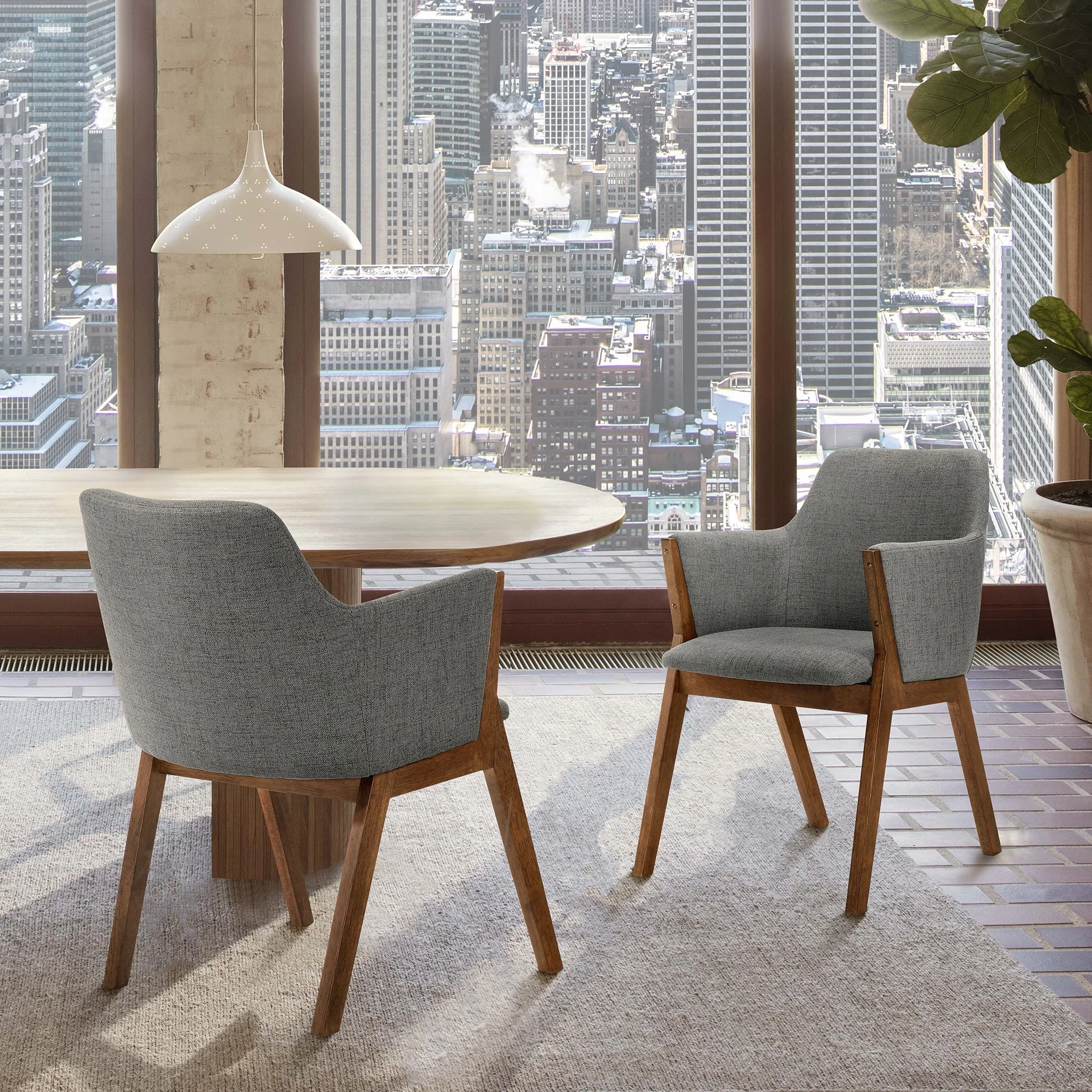 Renzo Mid Century Modern Upholstered Wood Dining Chairs - Set of 2