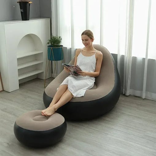 NNEOBA Inflatable Foldable Recliner Sofa with Ottoman