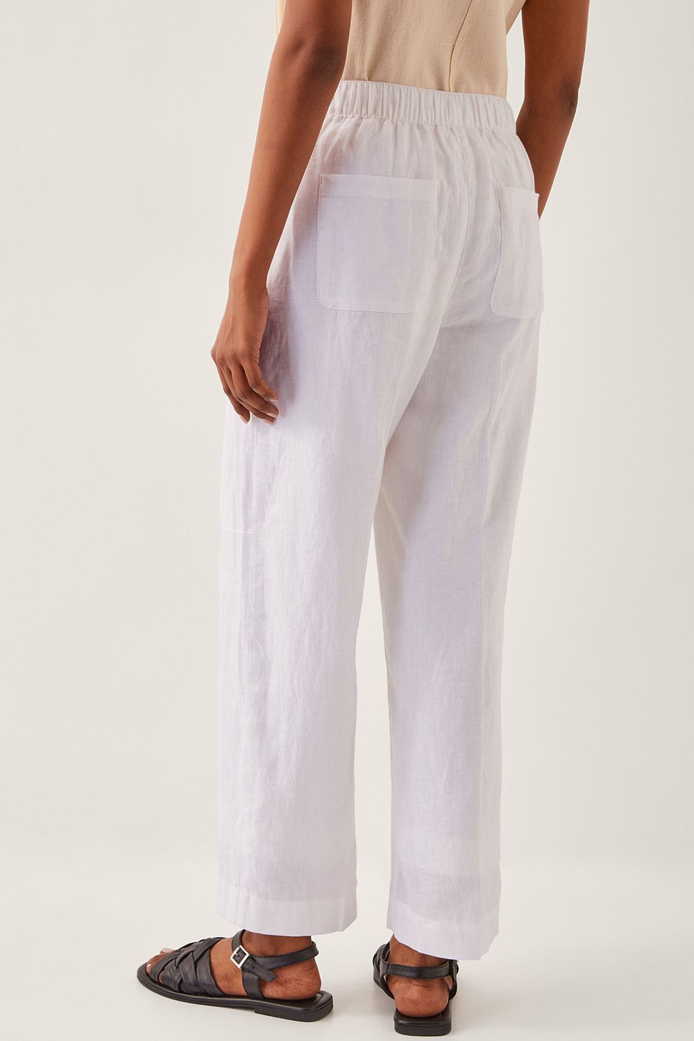 Monsoon Jolie Regular Linen Wide Leg Trousers White