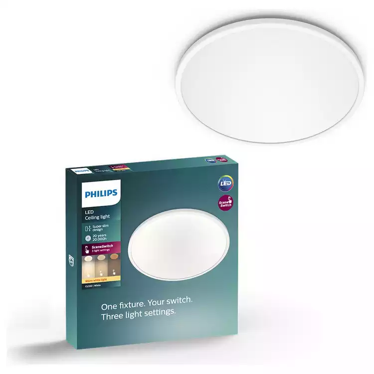 Philips Super Slim LED Flush to Ceiling Light - White