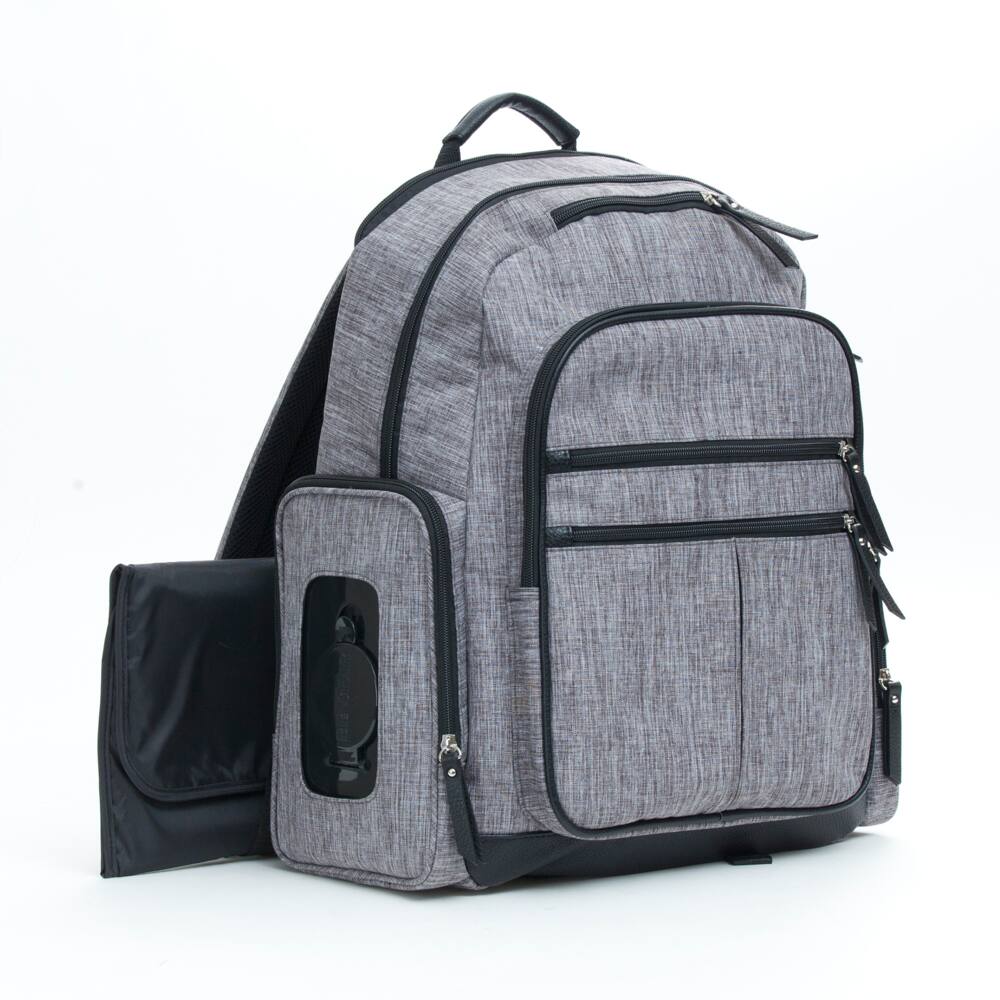 Baby Boom Deluxe Backpack Diaper Bag w/ Changing Pad & Laptop Pocket, Grey