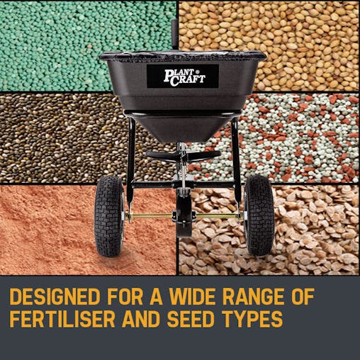 NNEMB Tow Behind Broadcast Spreader 30kg 26L Seed Fertiliser Tow Rotary