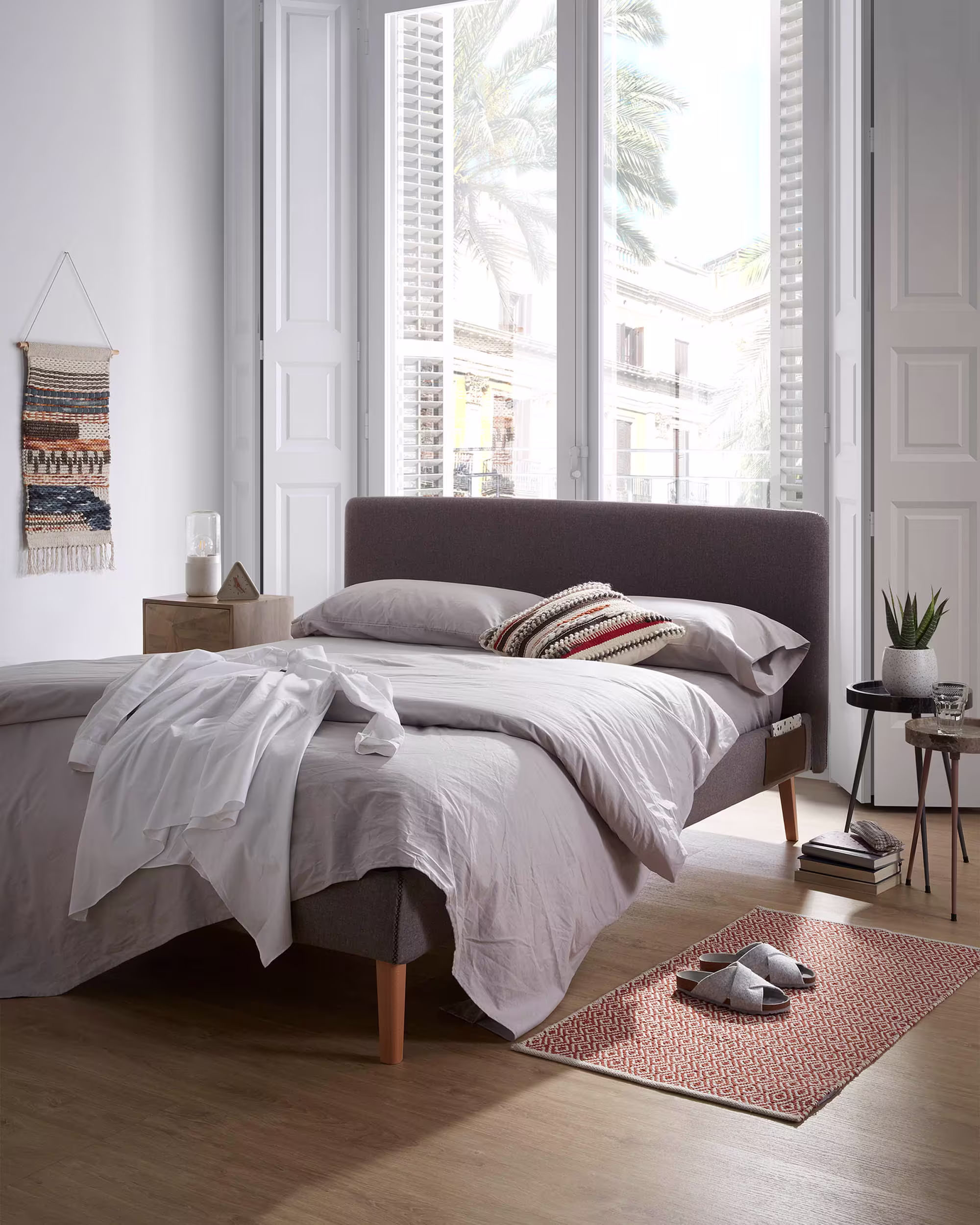 Cabecero desenfundable Dyla gris para cama de 150 cm