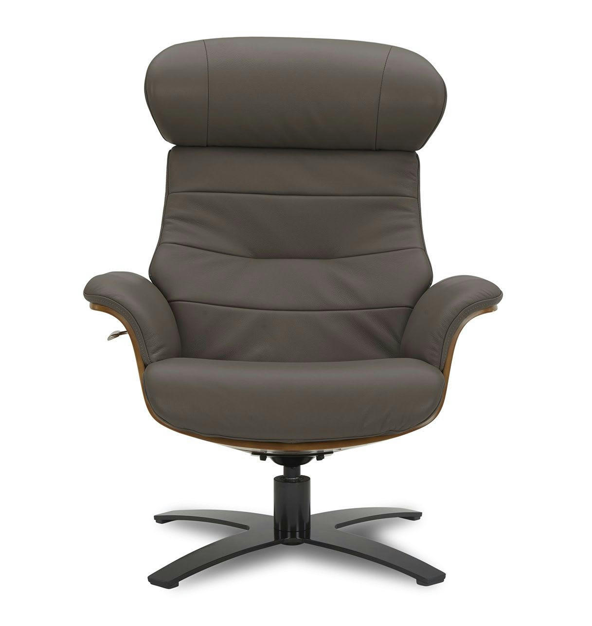 VÉGA - Fauteuil en cuir et bois chêne naturel - Cuir Anthracite