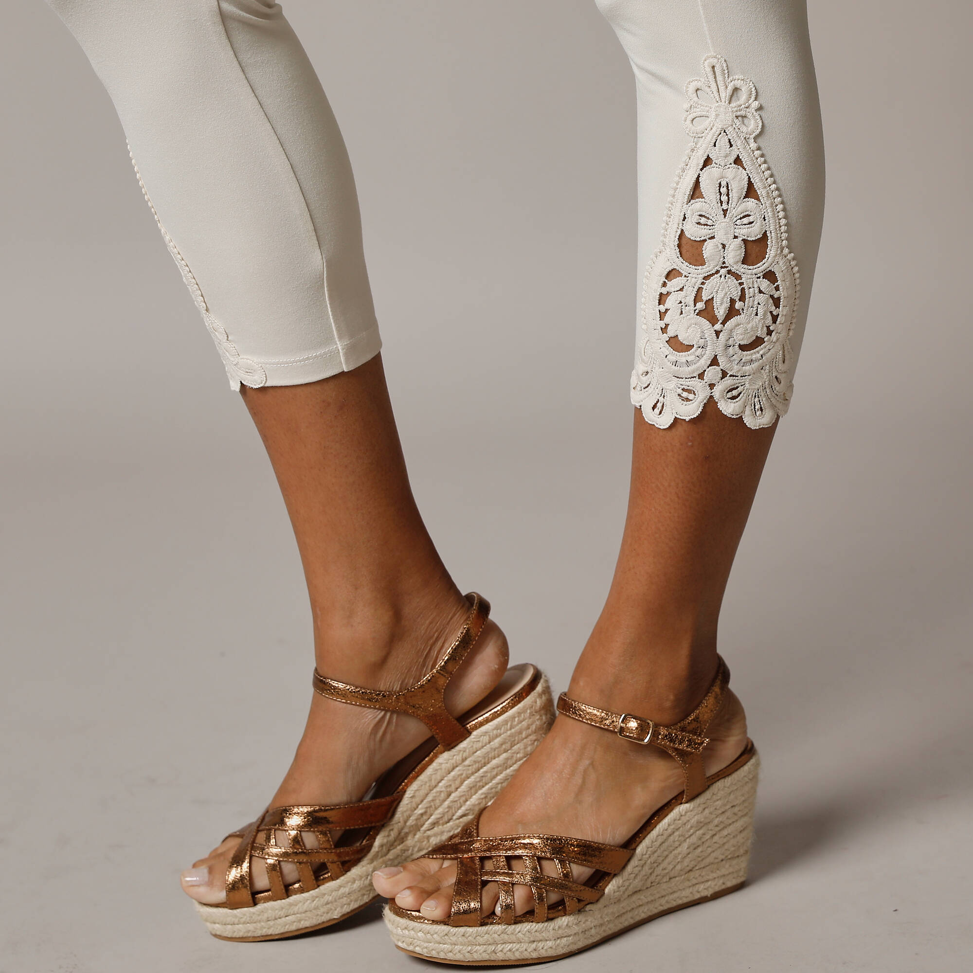 Legging 3/4 macramé, taille élastiquée