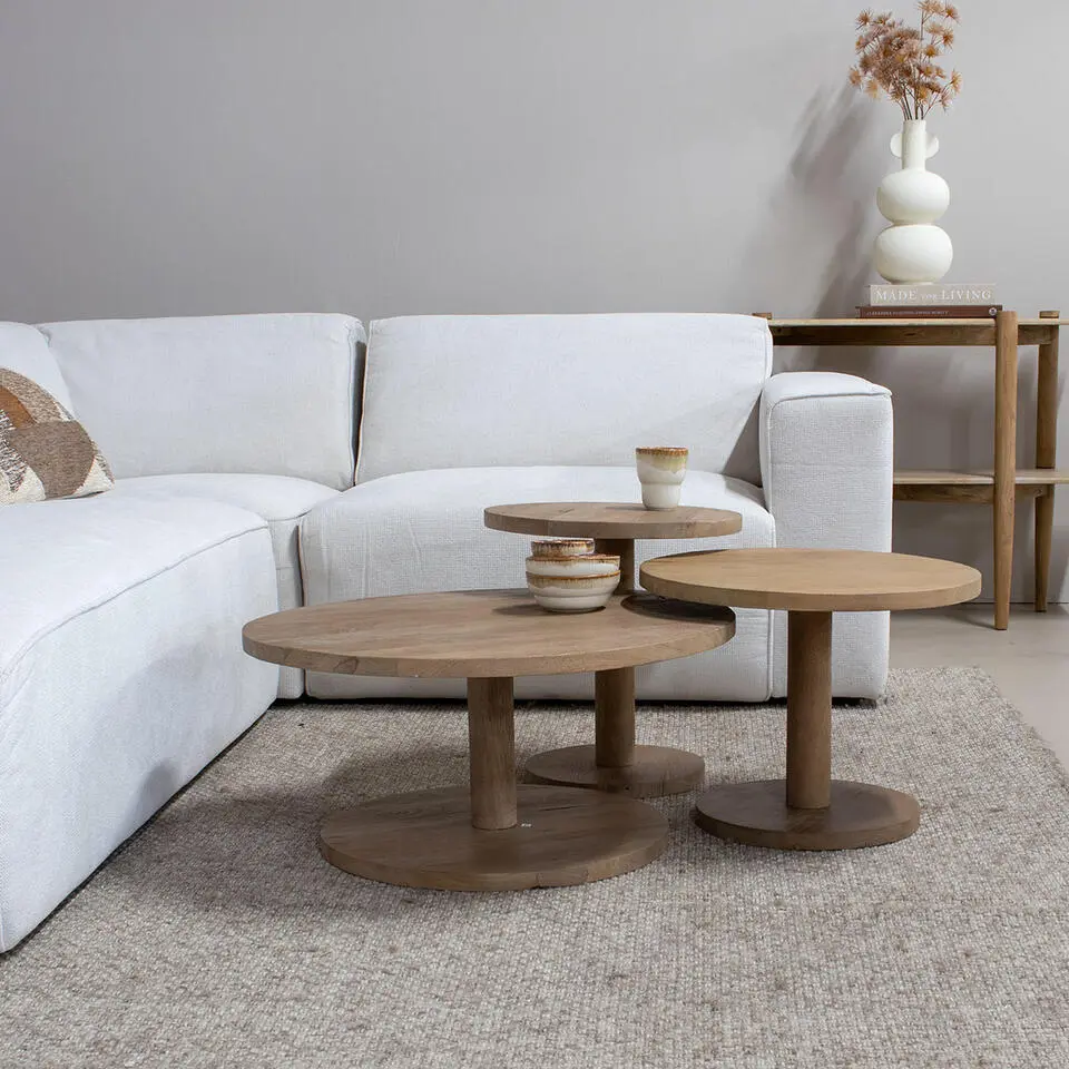 Salontafel Naturel Mangohout - Set Van 3 - Nao