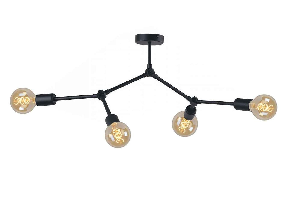 Nowodvorski plafondlamp Twig - 4 lichts - 79 x 54  cm - zwart