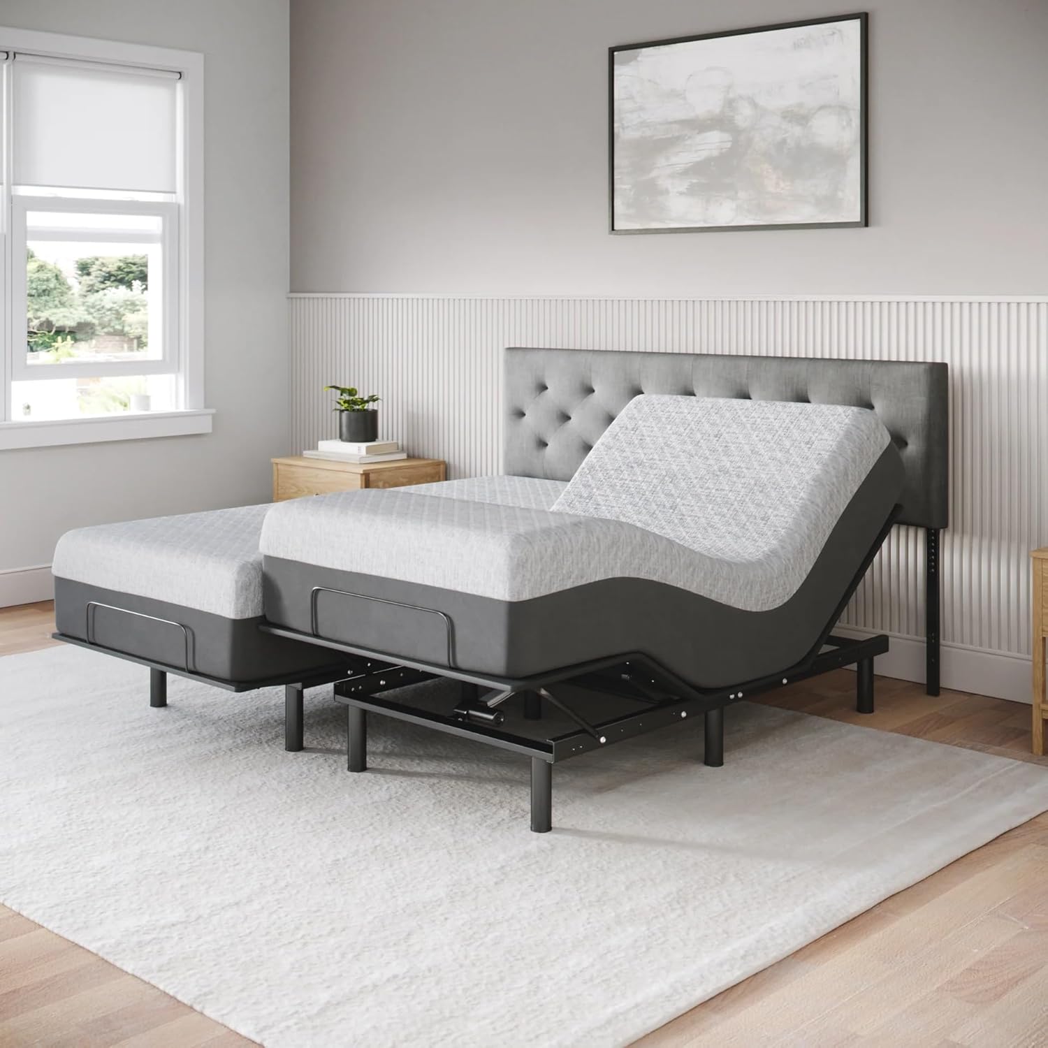 Celestial Aurora Adjustable Bed Base (Frame) + 10 inch Gel Memory Foam Mattress (Medium), Easy Assembly, Head and Foot Lift, Zero Gravity, Memory Positions, CertiPUR-US Bed - Split King