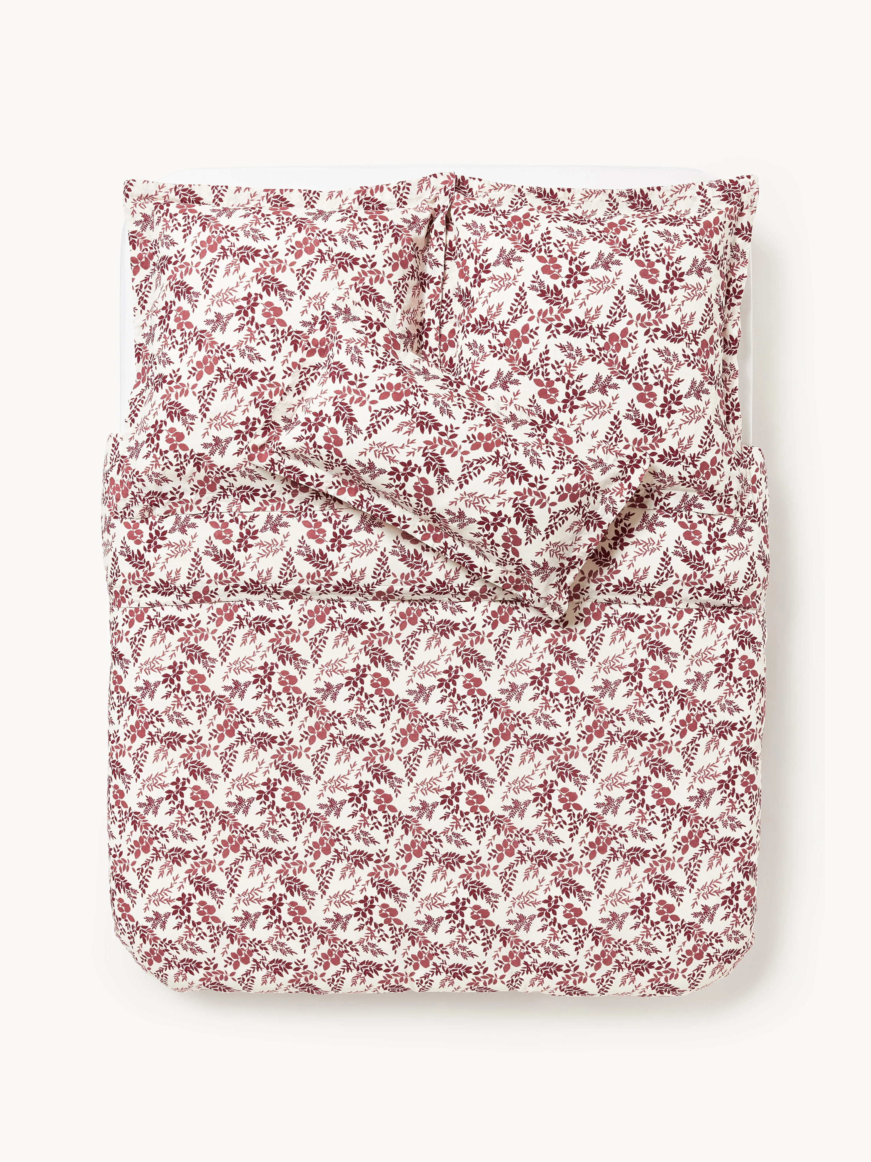 Bettdeckenbezug Pola mit Blatt-Print und Stehsaum