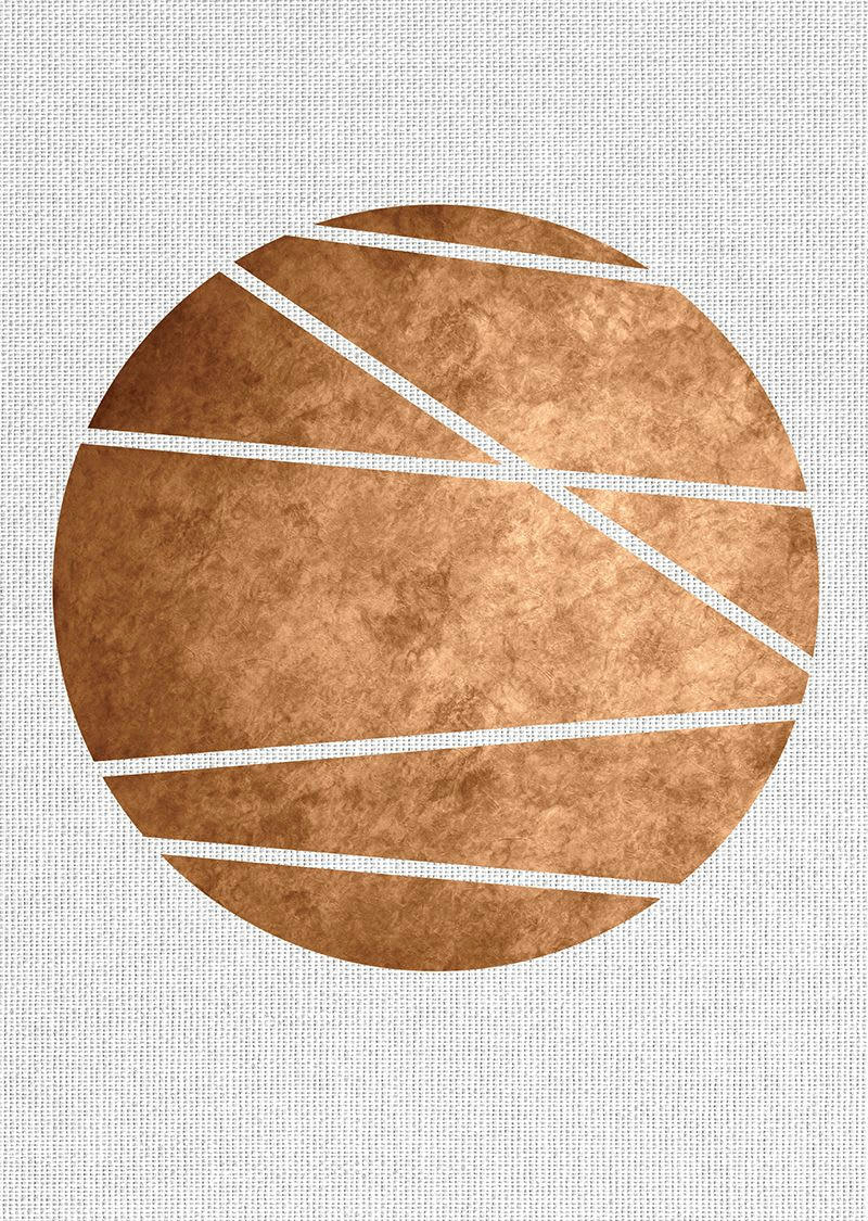 ABSTRAIT - Tableau métal géométrie rond cuivre 32x45