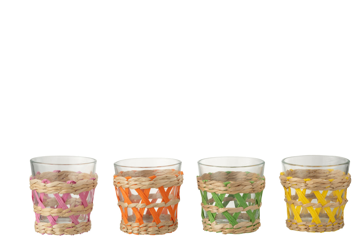 J-Line glas Geweven - glas - mix - small - 4 stuks