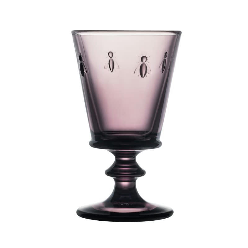 SET DE 6 VERRES À VIN,  ABEILLE - Verre à pied mécanique  en verre Aubergine - lot de 6