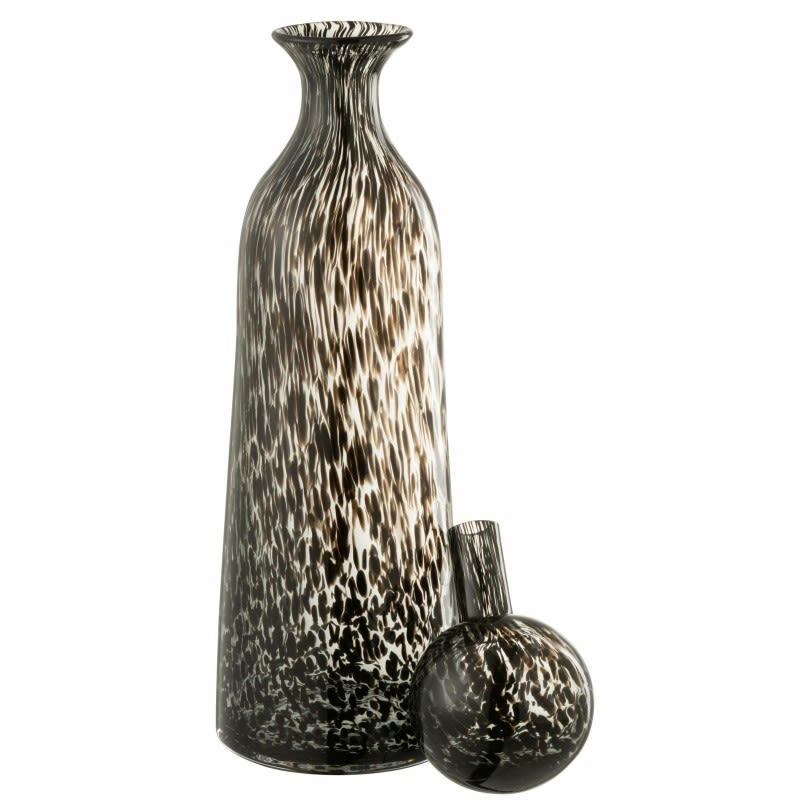 - Bouteille + bouchon pois décorative haut verre noir H44,5cm