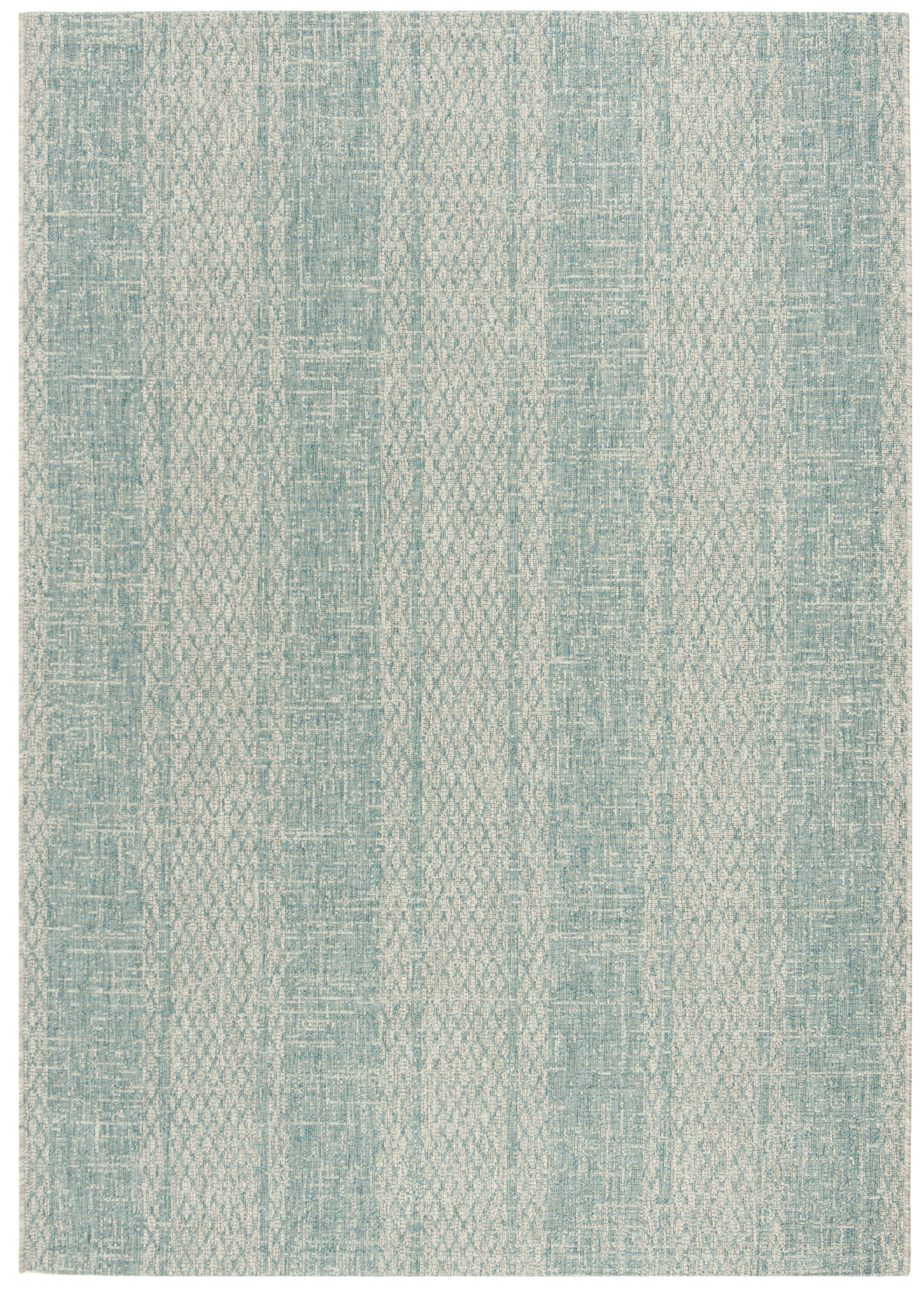 COURTYARD - Tapis interieur & exterieur en gris clair & turquoise, 160 x 231 cm