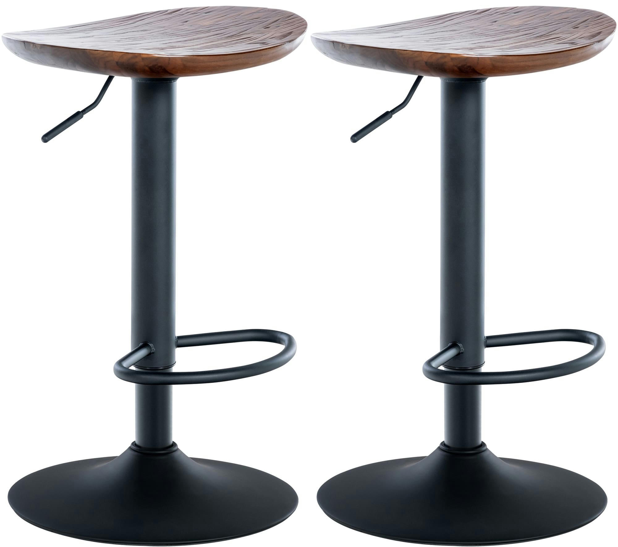SKELDE - Lot de 2 tabourets de bar ajustables pivotants bois Noyer