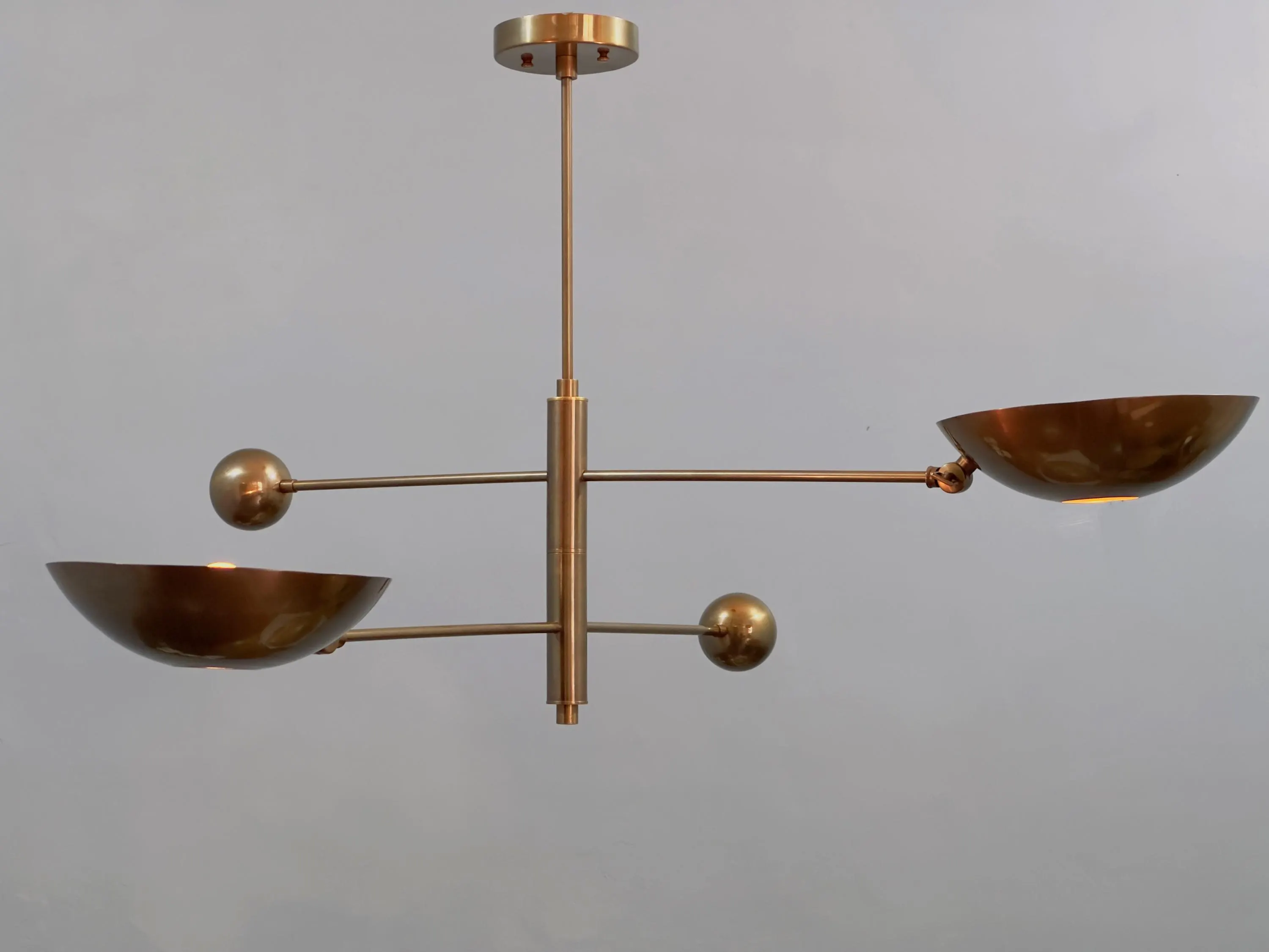 Mid Century Modern TWO sputnik light | Antique Brass Light Fixture | Stilnovo Style Modern Brass Chandelier Custom Light