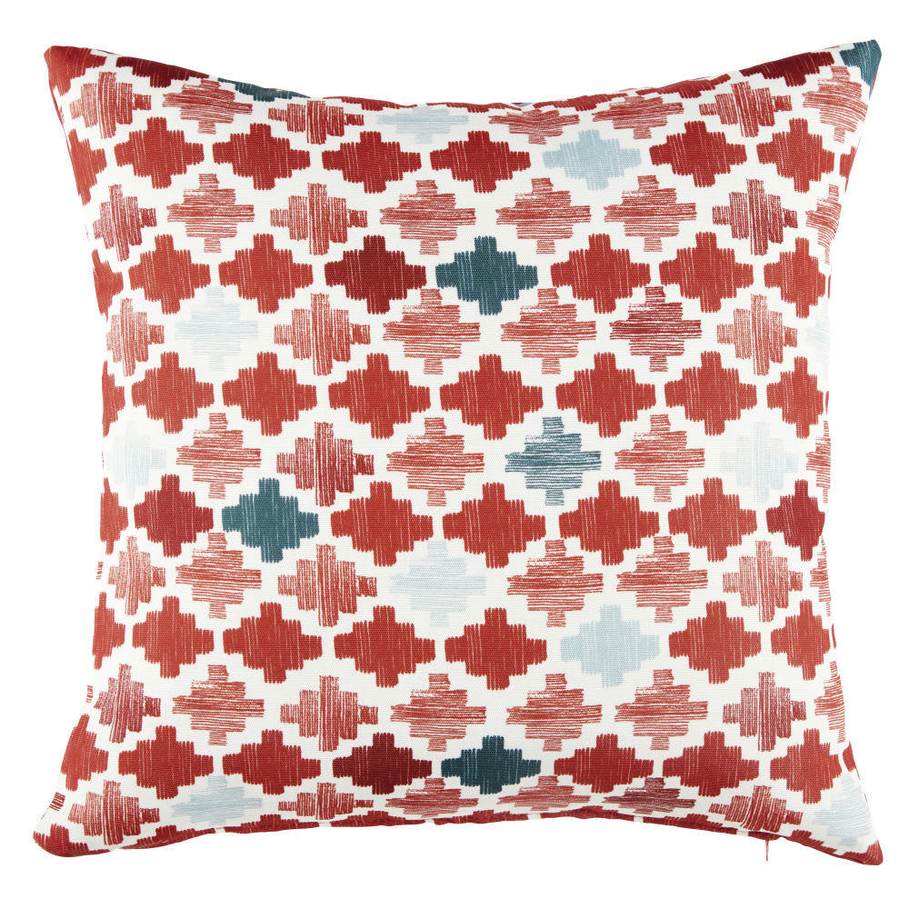 SINTRA - Coussin motifs graphiques imprimés oranges, verts et blancs 45x45